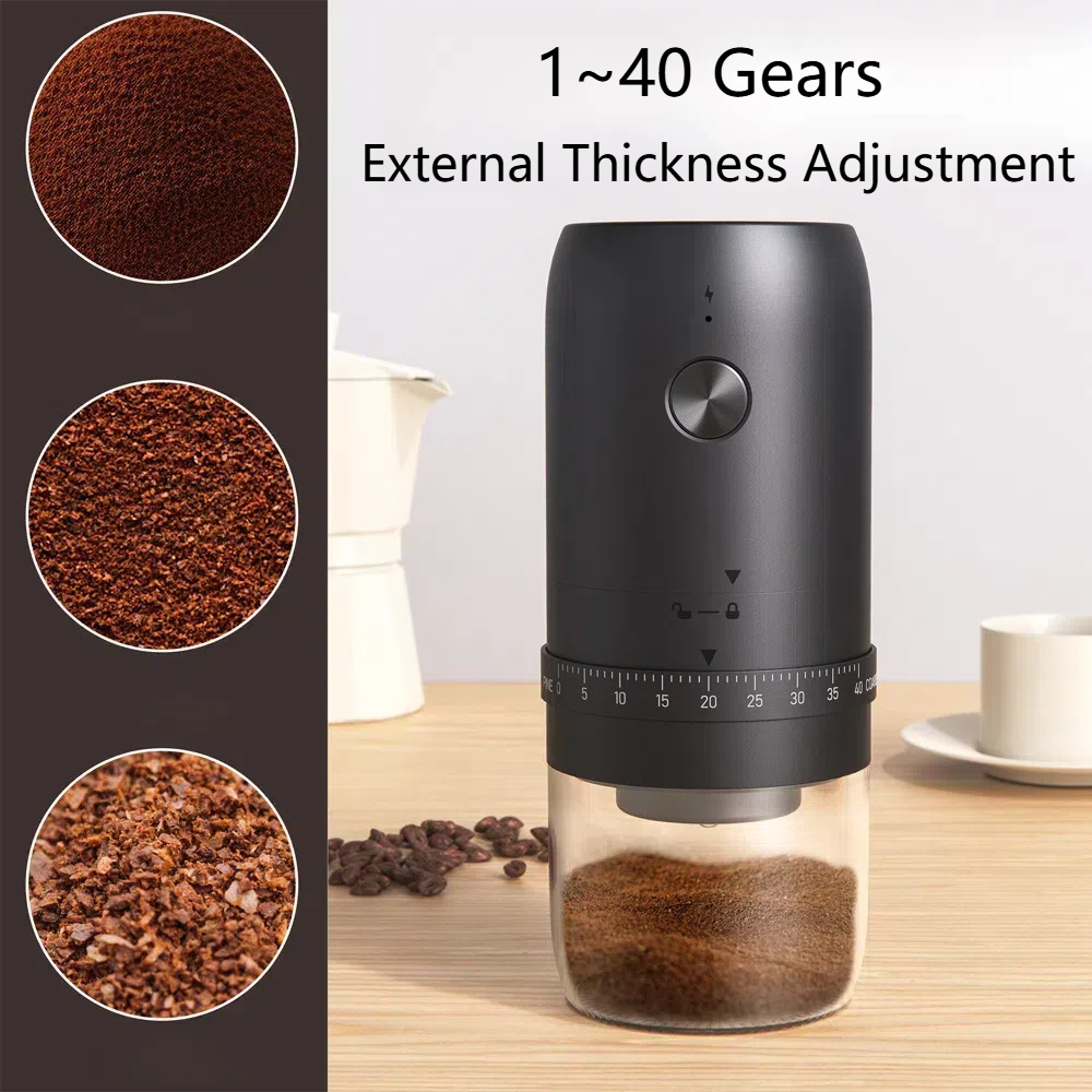 BrewMate Electric Coffee Grinder With 40 Adjustable Settings And Rechargeable Portable Design 2