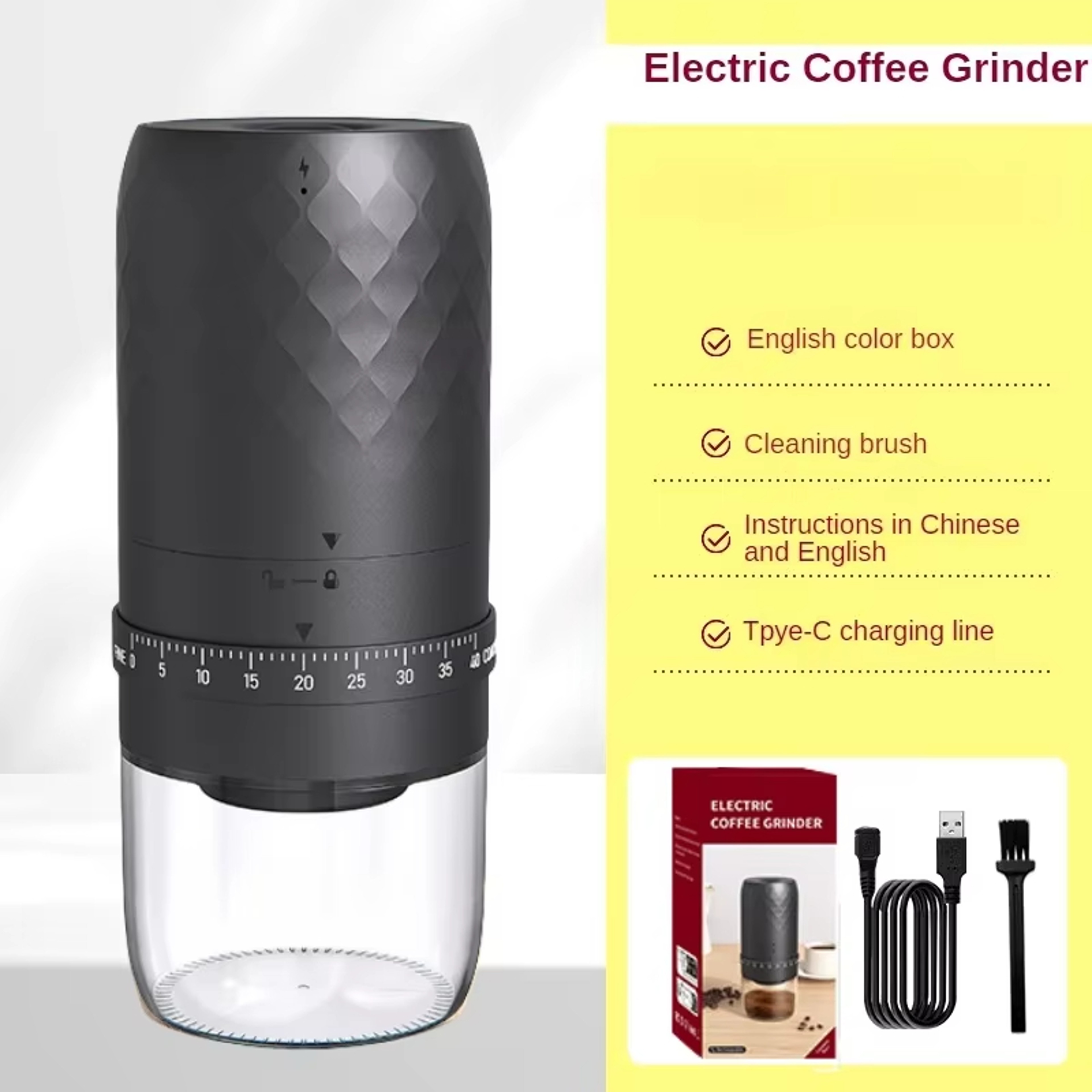BrewMate Electric Coffee Grinder With 40 Adjustable Settings And Rechargeable Portable Design 8