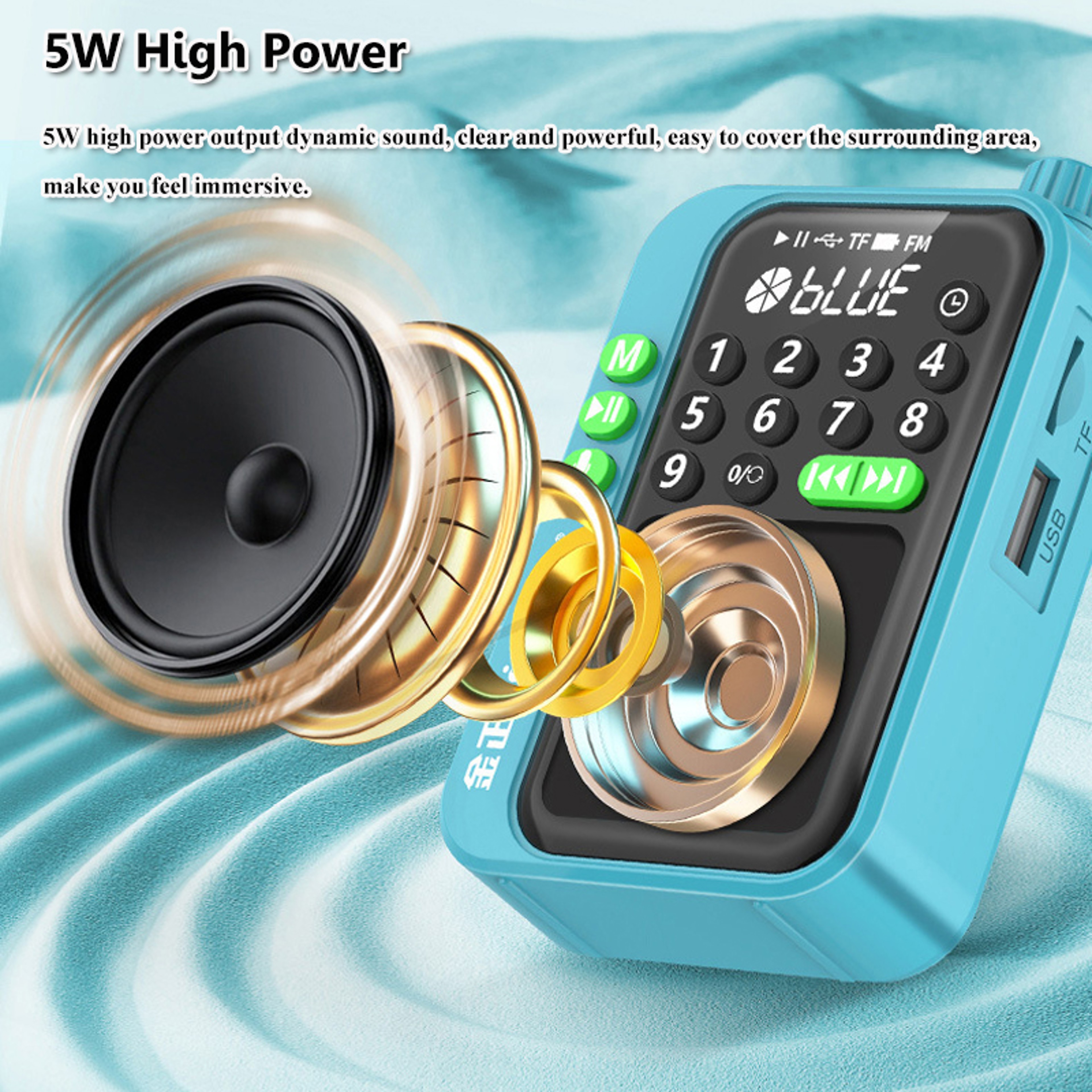 Pocket FM Radio Bluetooth Speaker With 5W Sound Recording And Sleep Timer 2