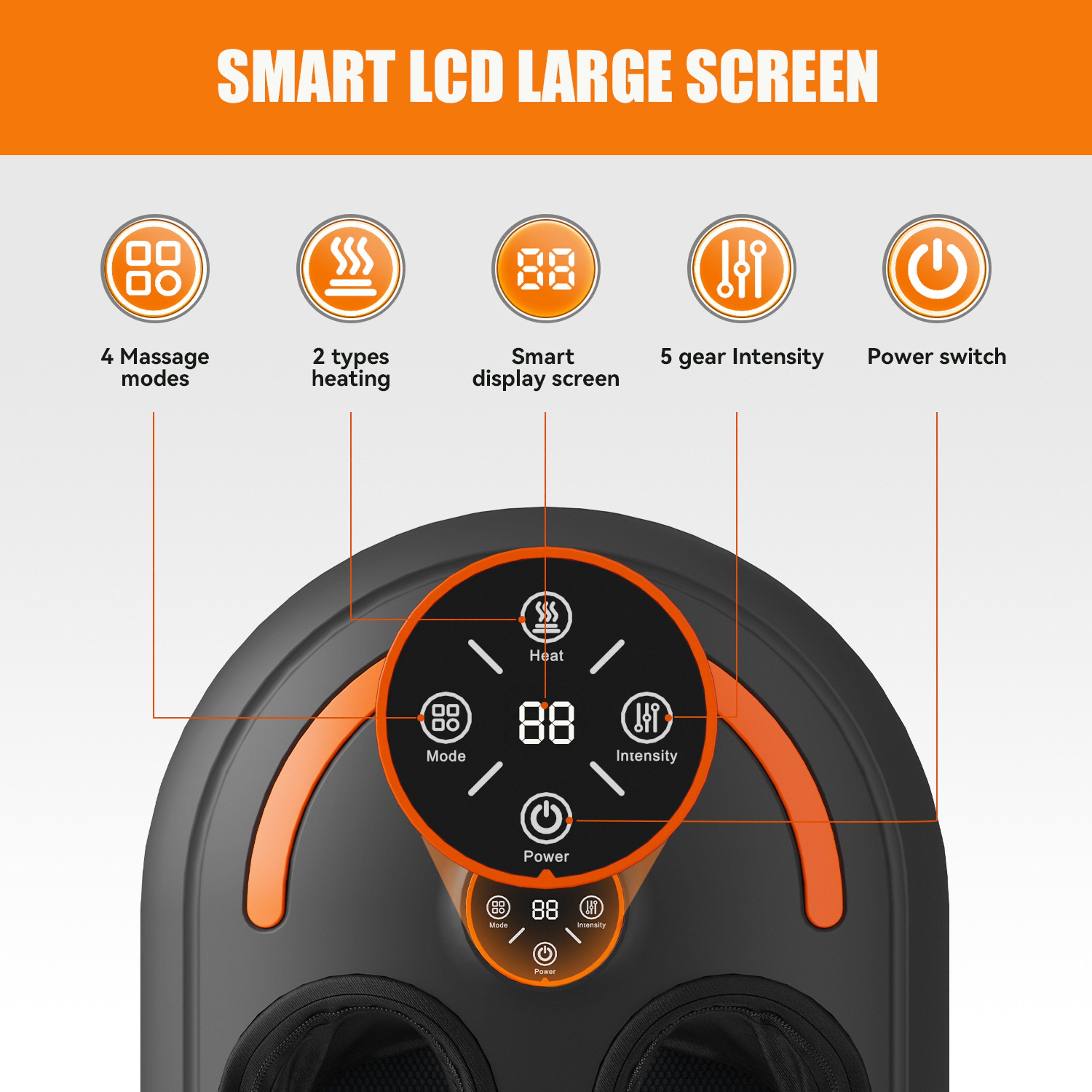4 Mode Shiatsu Foot Massager With Heat Air Compression And 5 Intensity Levels 2