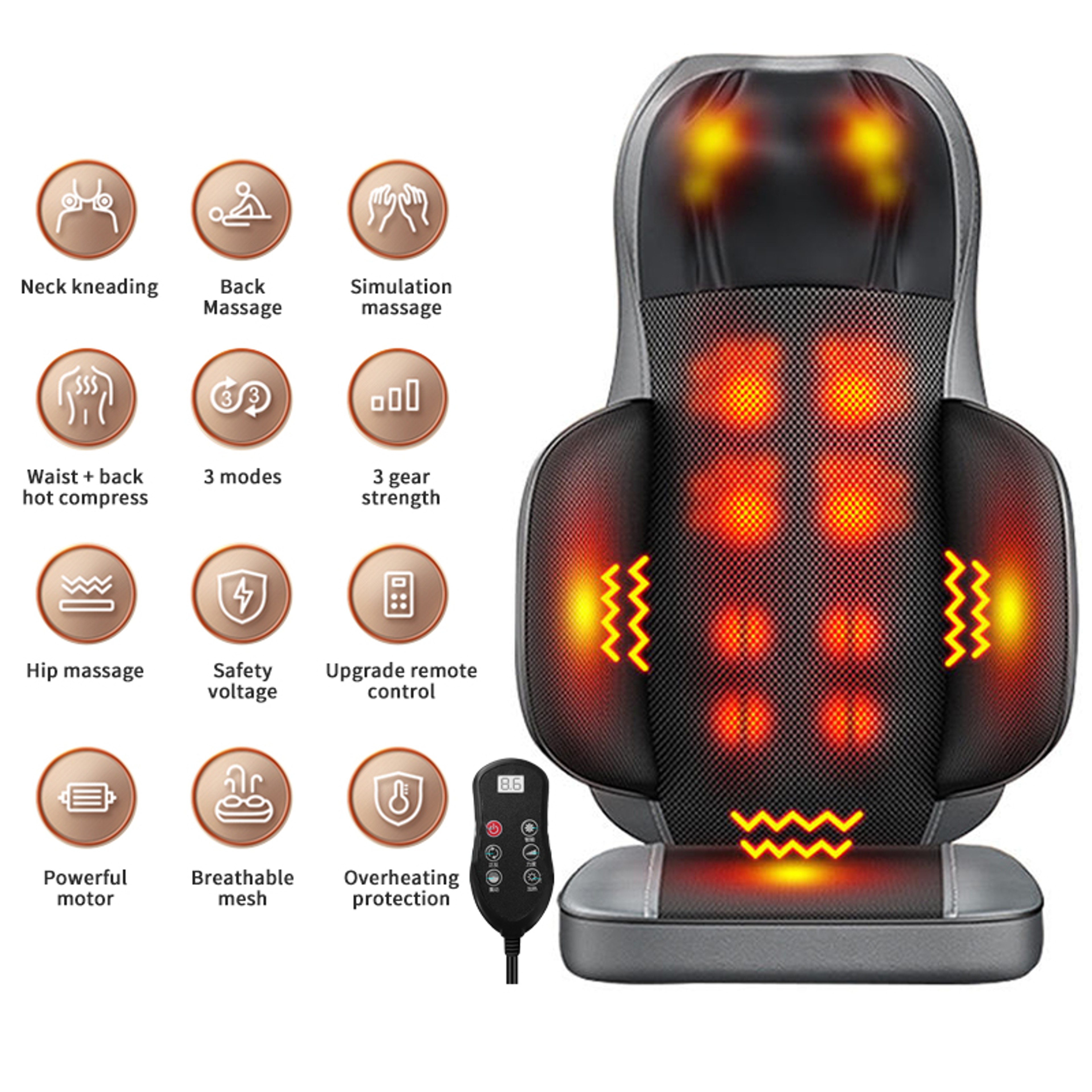 Full Body Electric Massage Cushion with Heat Kneading and Vibration – view 7