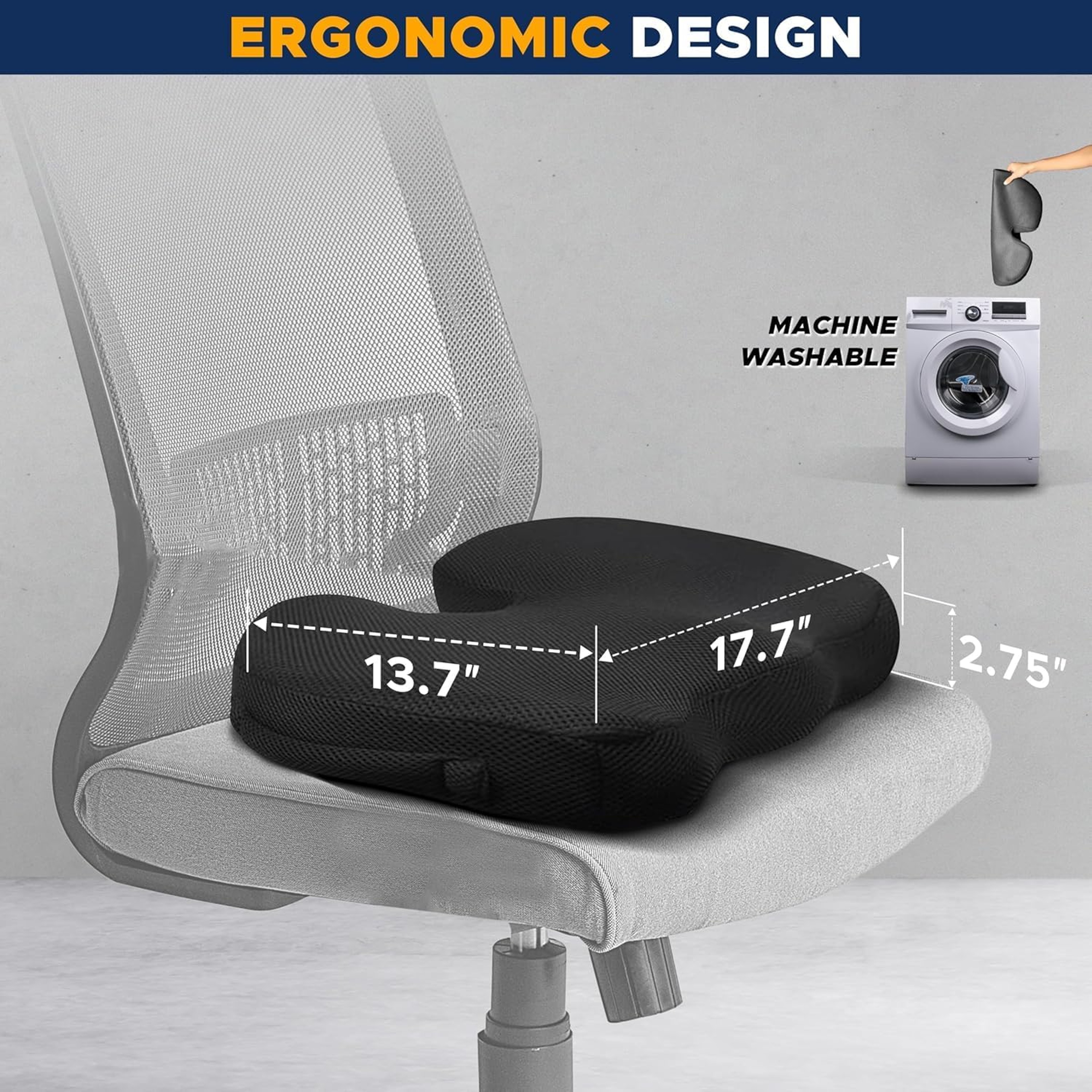 Gel Memory Foam Coccyx Seat Cushion for Office Car and Travel – view 2