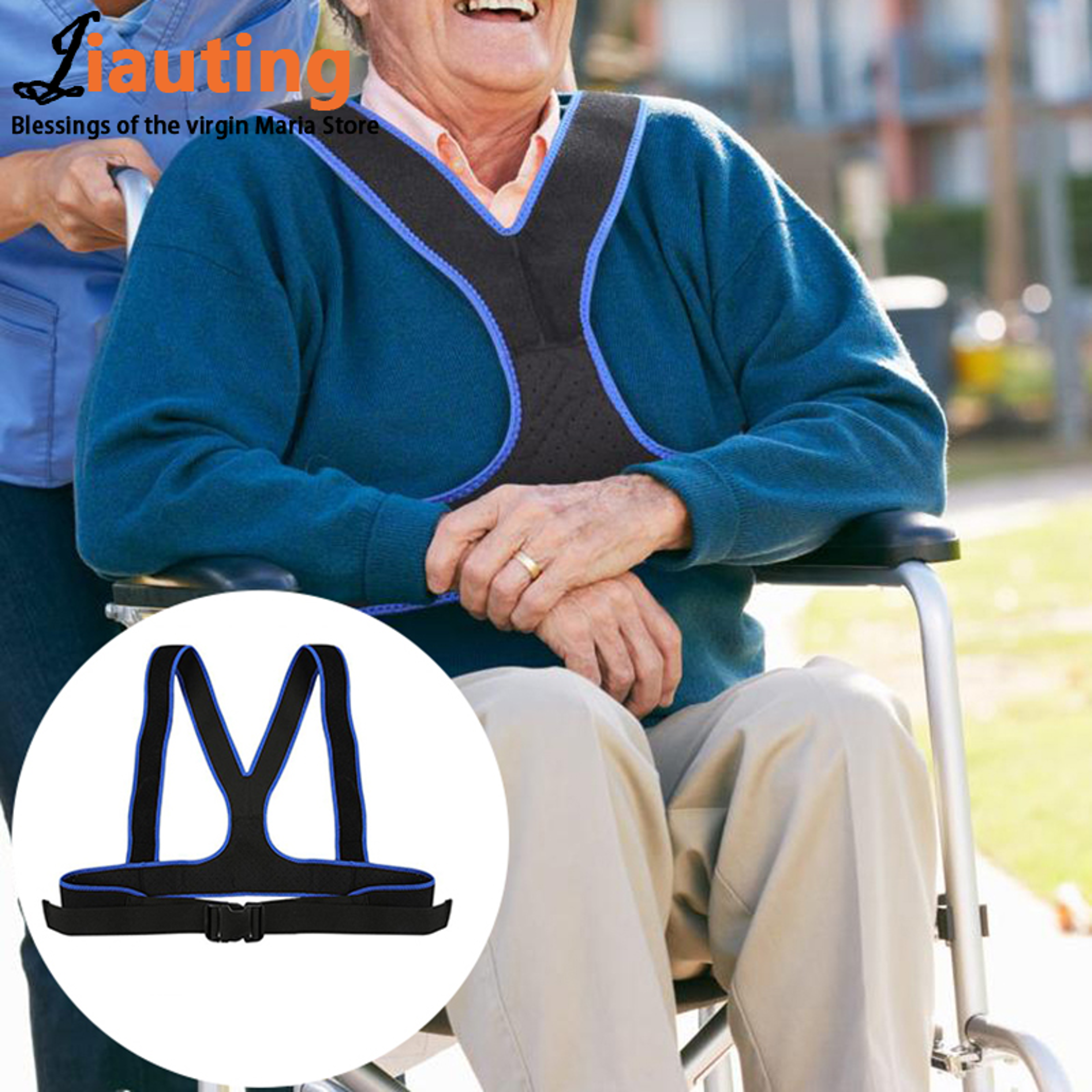 Wheelchair Safety Belt Adjustable Shoulder Harness For Fall Prevention And Torso Support 2