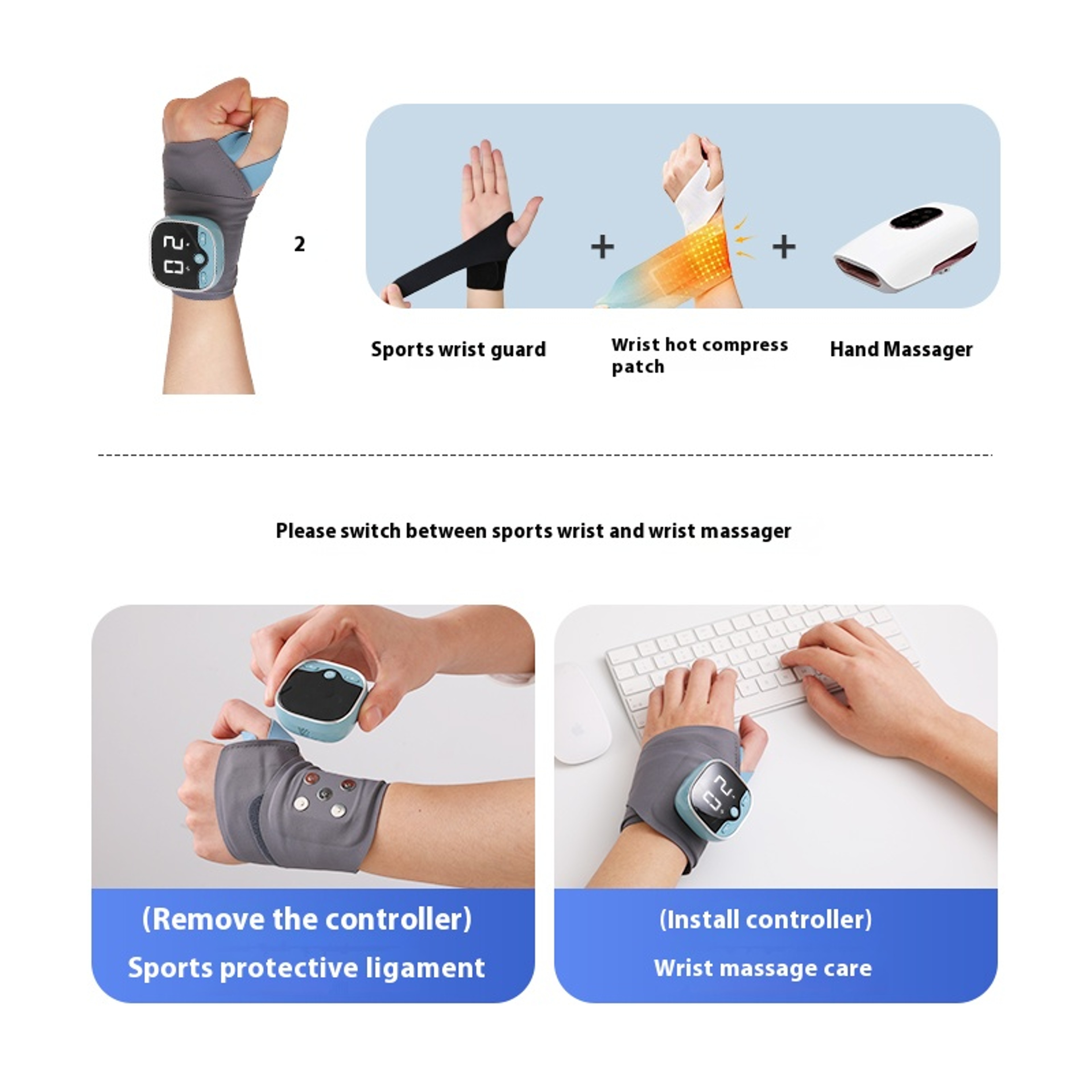 Heated Wrist Massager with Vibration and Adjustable Hot Compress – view 5