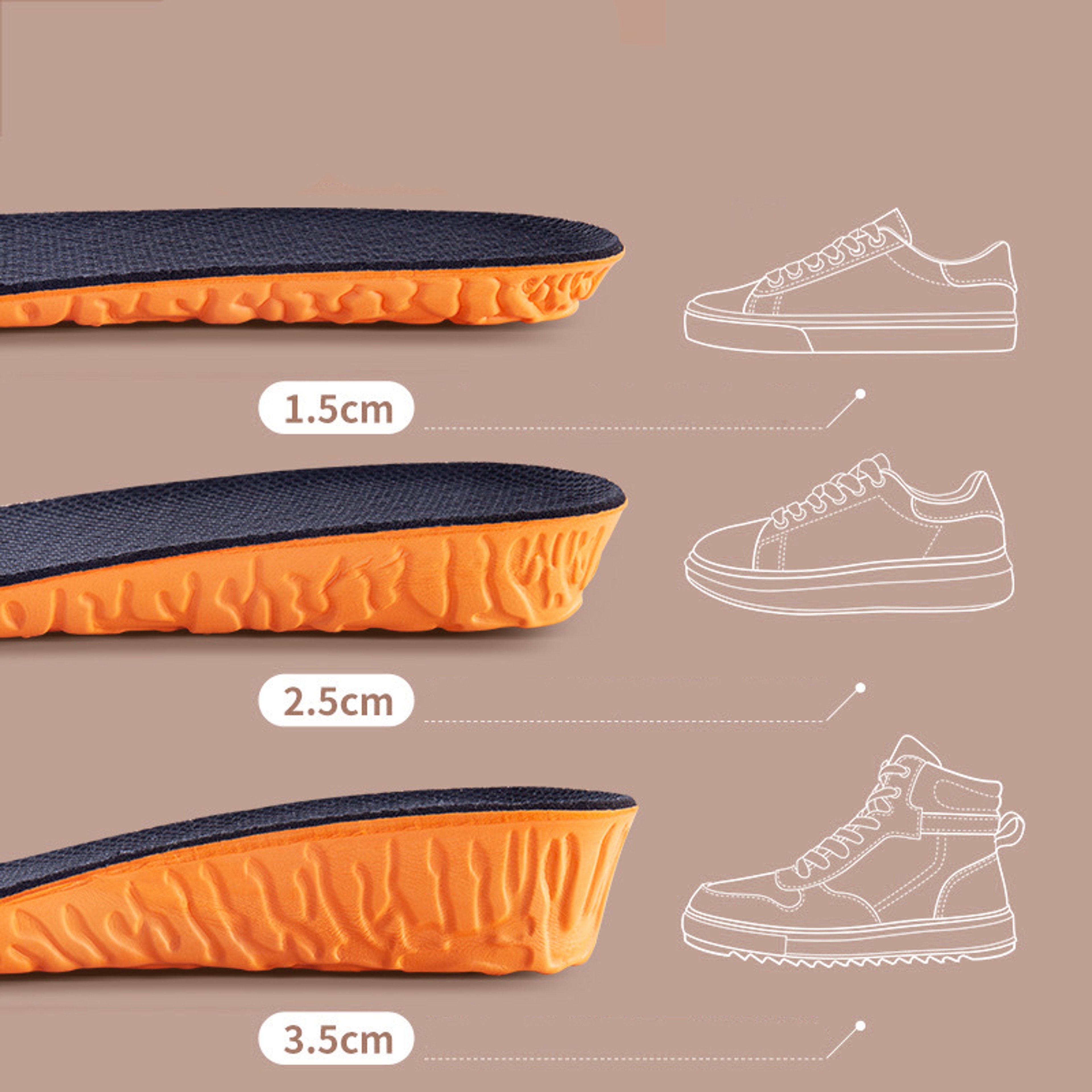Invisible Height Increase Insoles with EVA Memory Foam Comfort – view 3