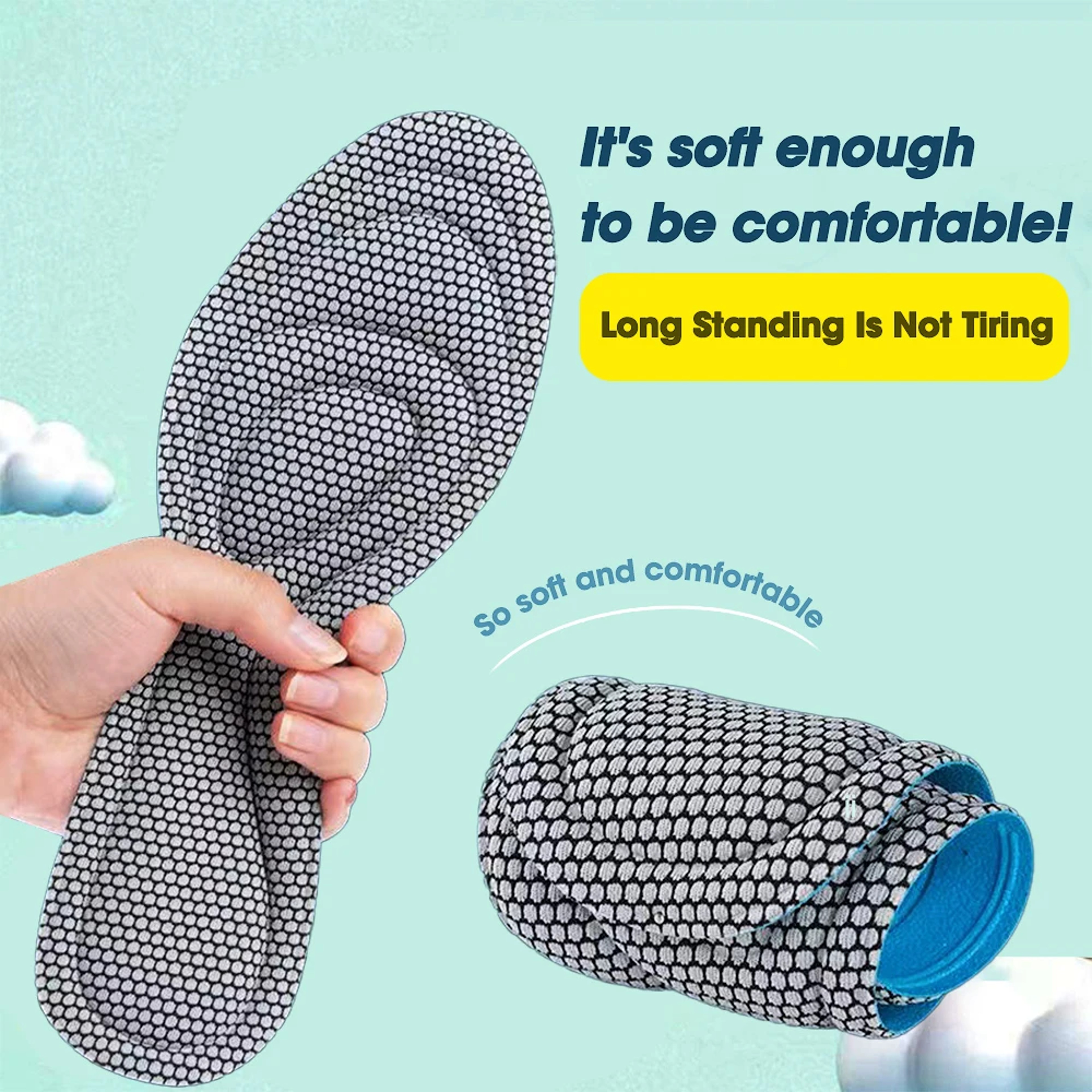 Memory Foam Orthopedic Insoles With Shock Absorbing Breathable Cushion 4pcs 2