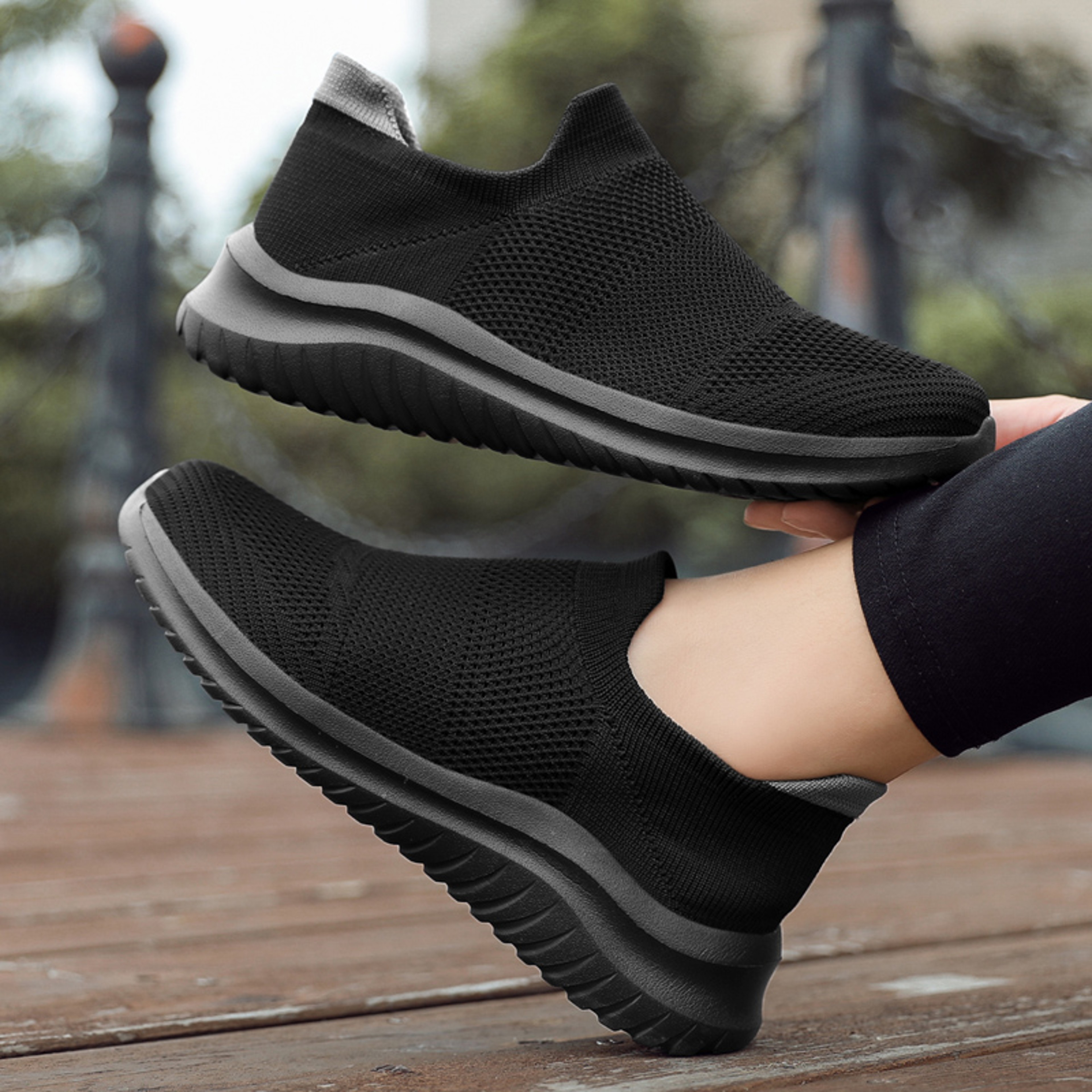Mens Breathable Knit Running Shoes Lightweight Athletic Walking Sneakers 1