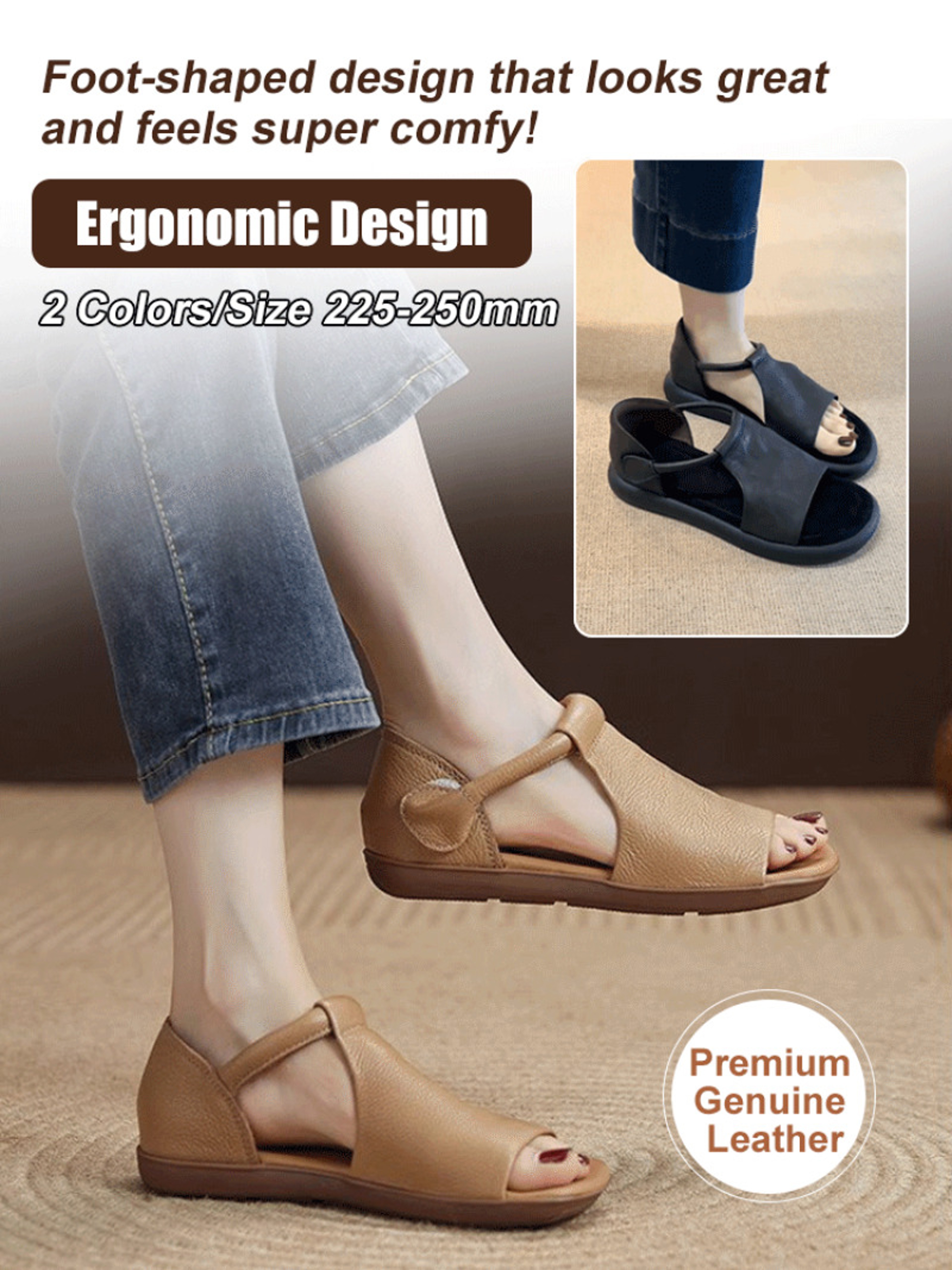 Retro Handmade Cowhide Leather Sandals For Women With Elastic Straps 1