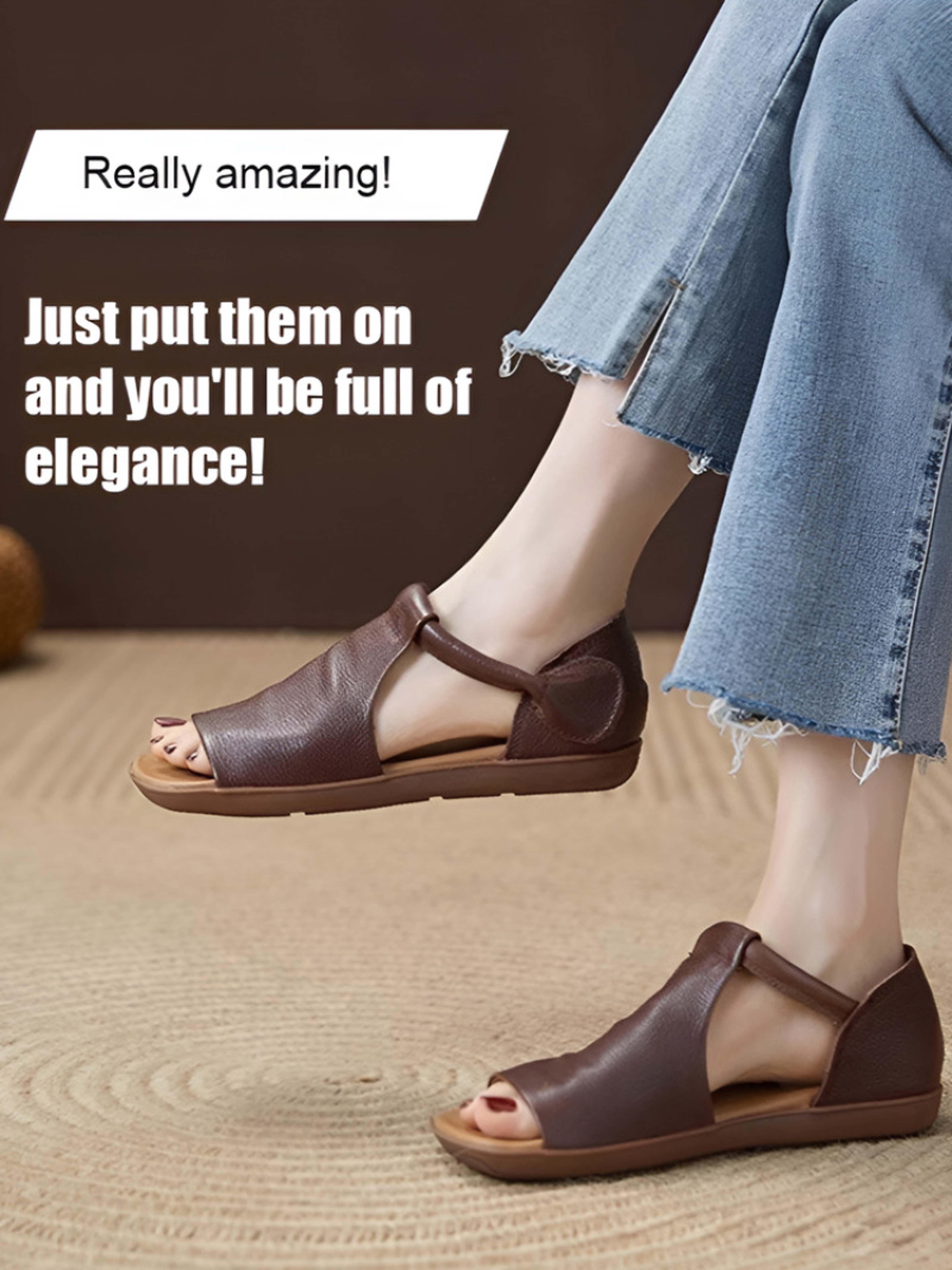 Retro Handmade Cowhide Leather Sandals For Women With Elastic Straps 2