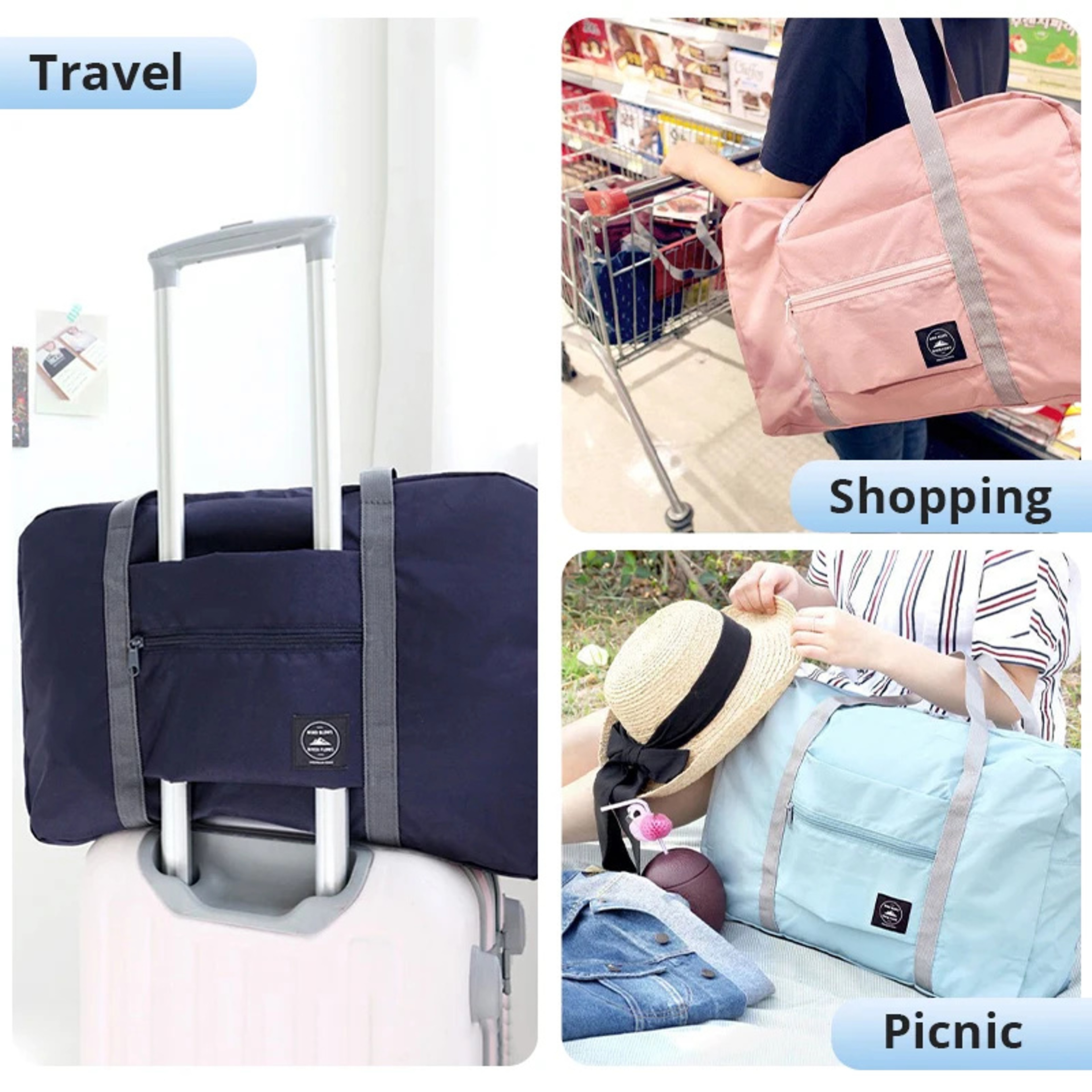 Large Capacity Foldable Travel Bag for Women with Zipper Storage – view 4