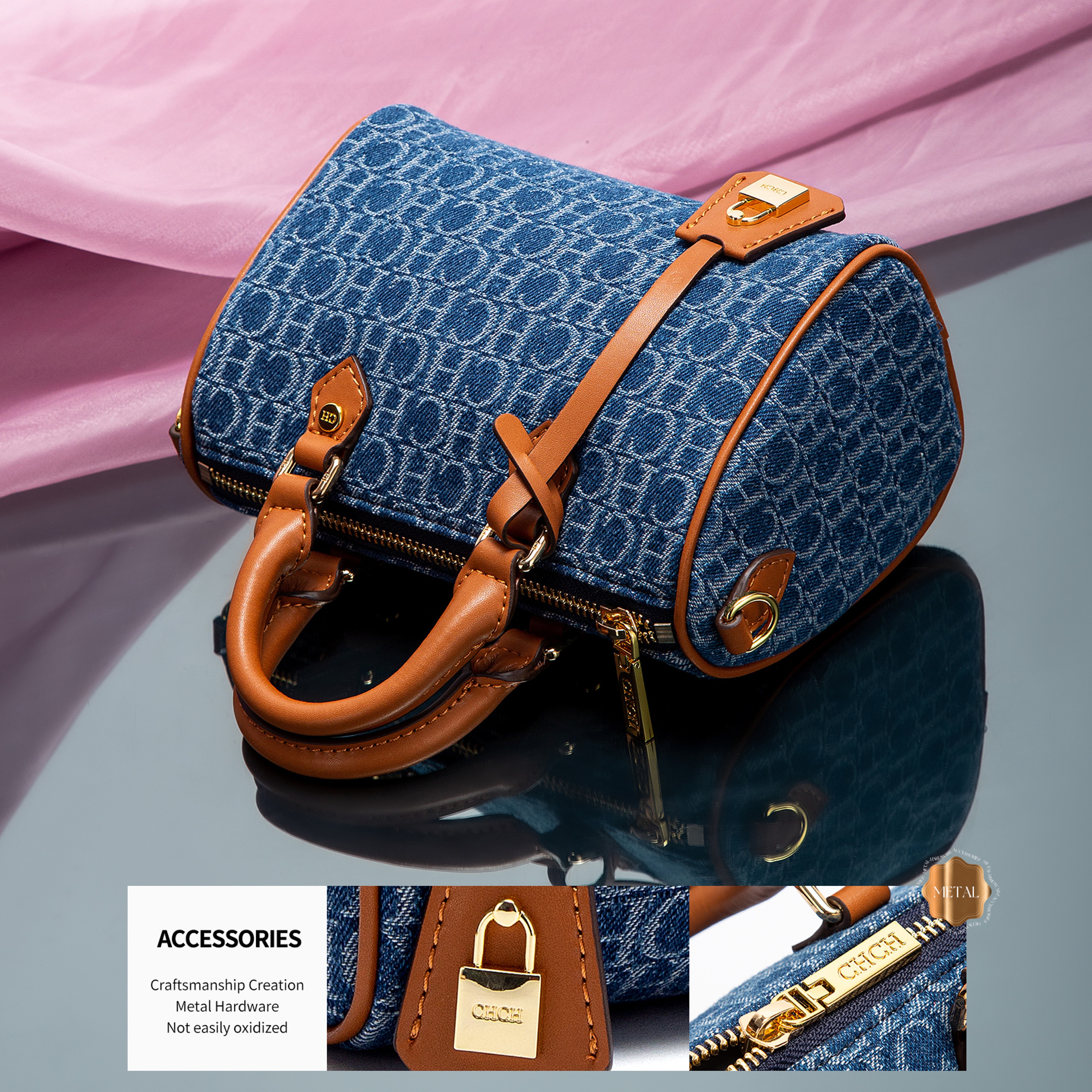 Denim Patchwork Pillow Shoulder Bag for Women Casual Handbag – view 6