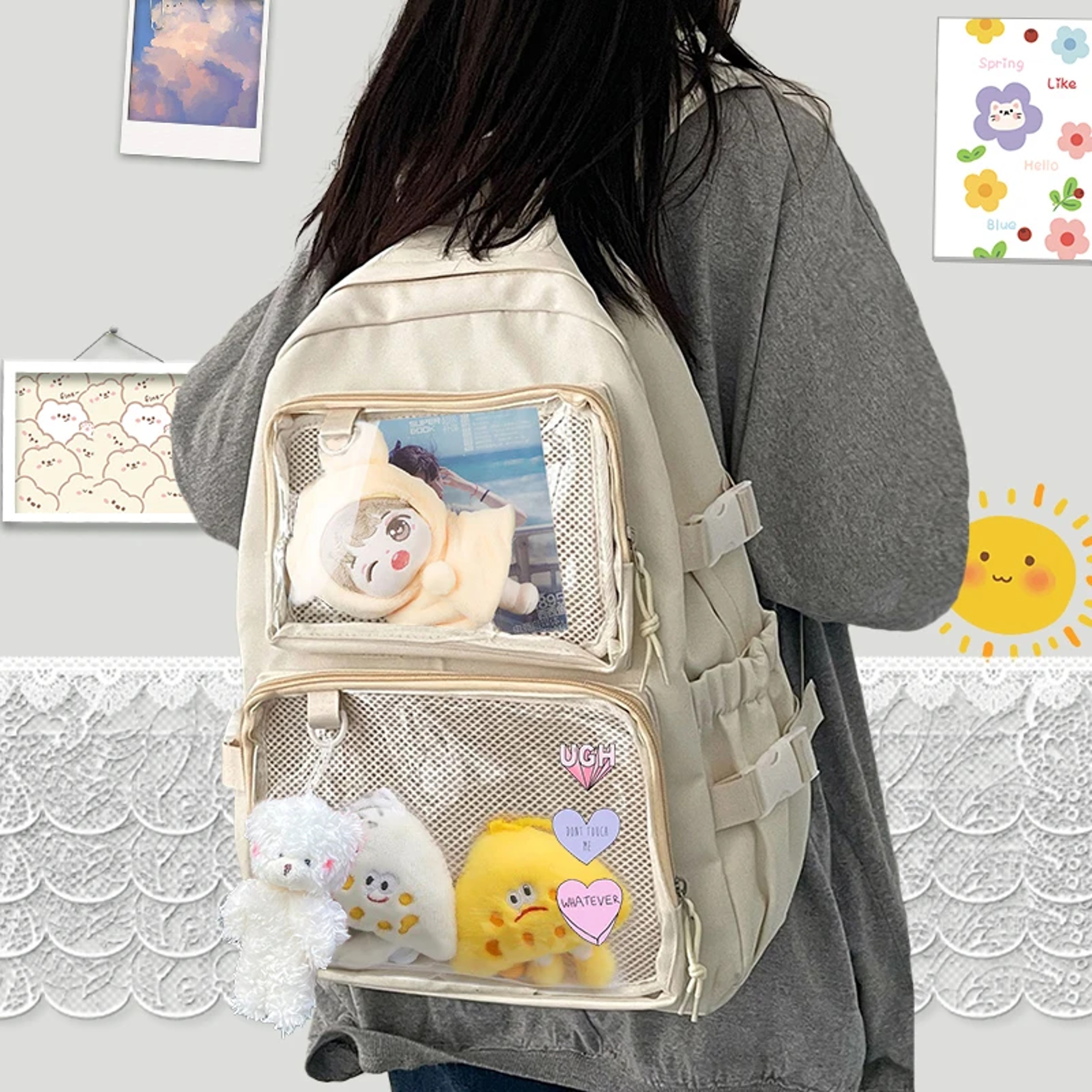 Backpack Large Capacity Transparent Display School Bag For Women 1