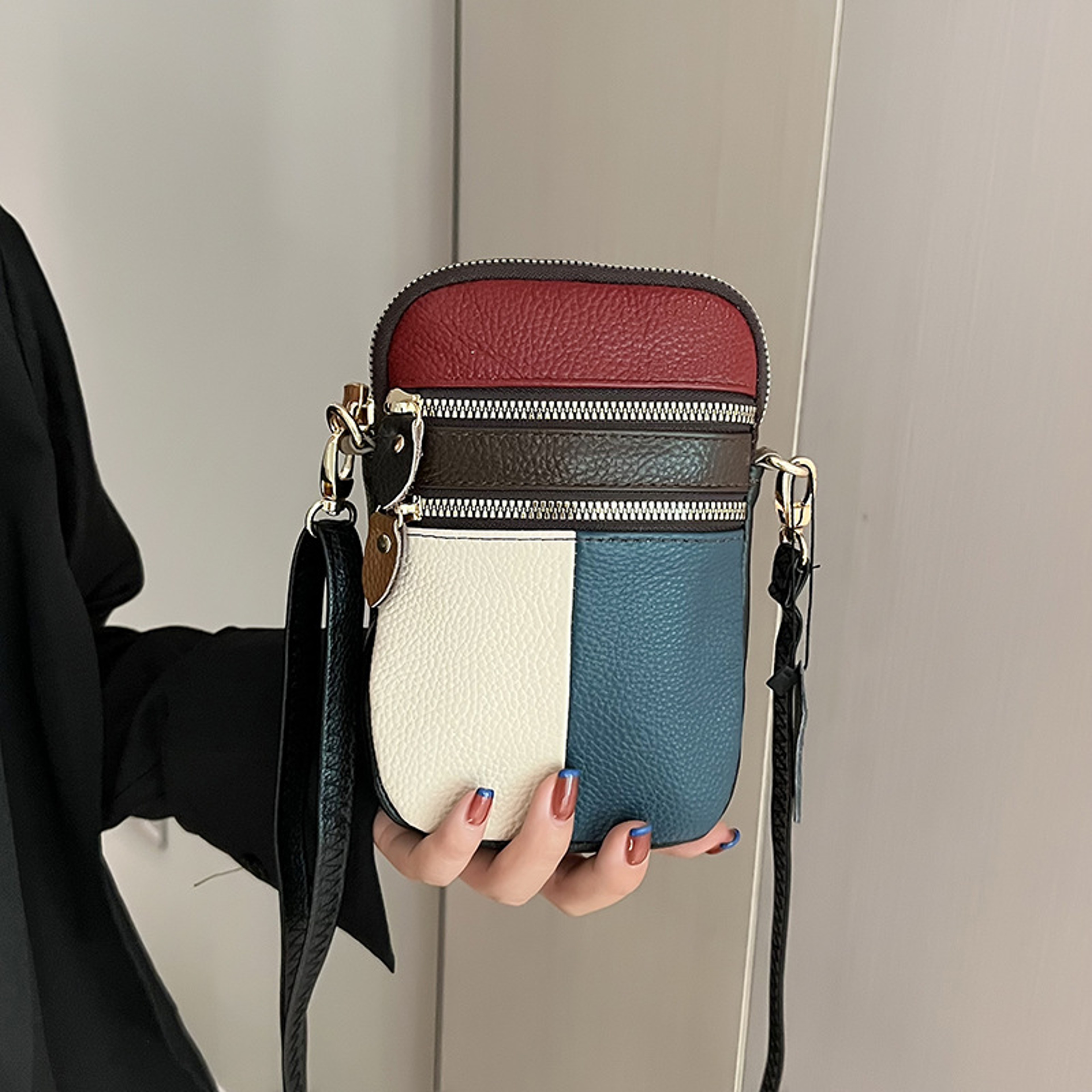 Soft Leather Women Shoulder Bag Multi Zipper Crossbody Phone Purse – view 2