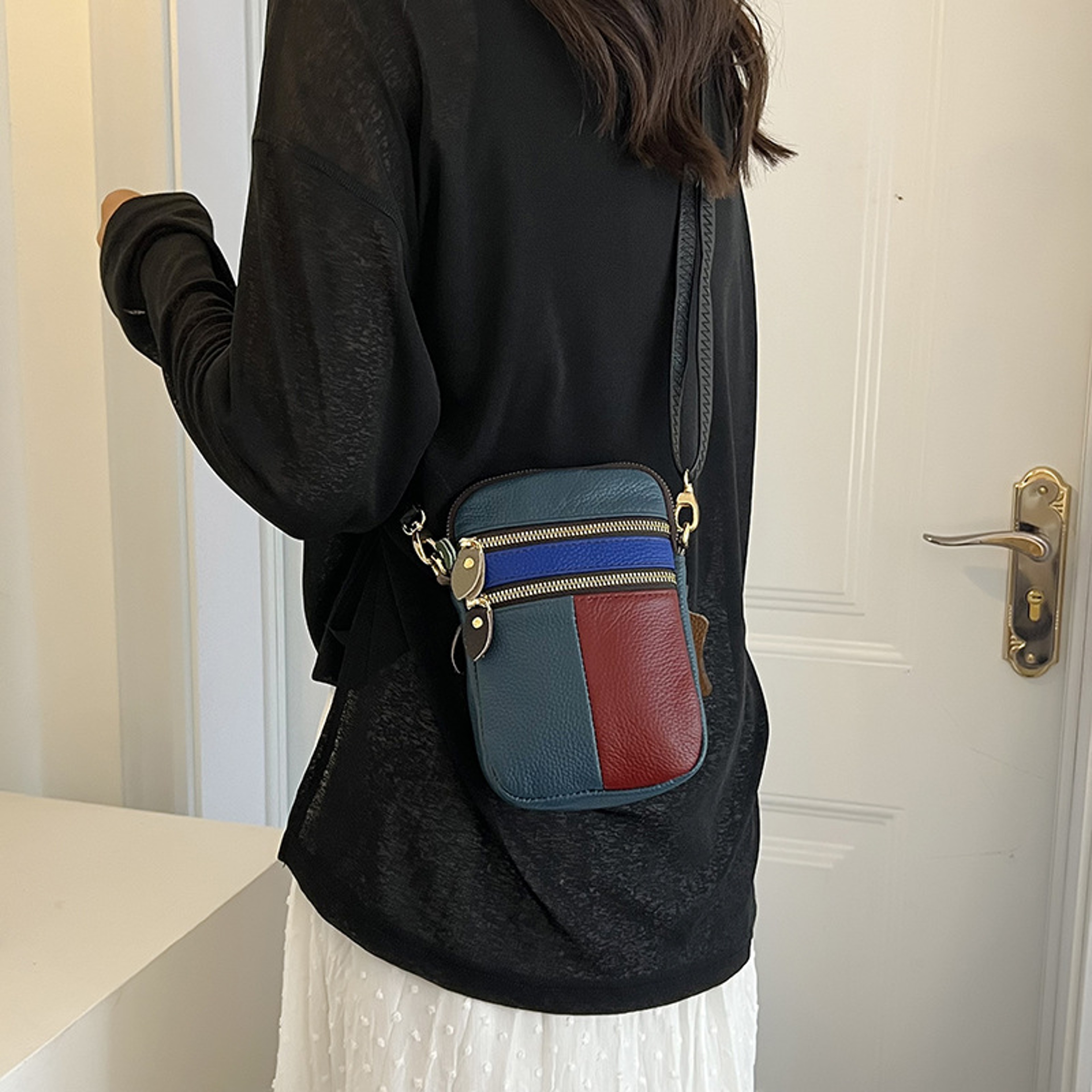 Soft Leather Women Shoulder Bag Multi Zipper Crossbody Phone Purse – view 5