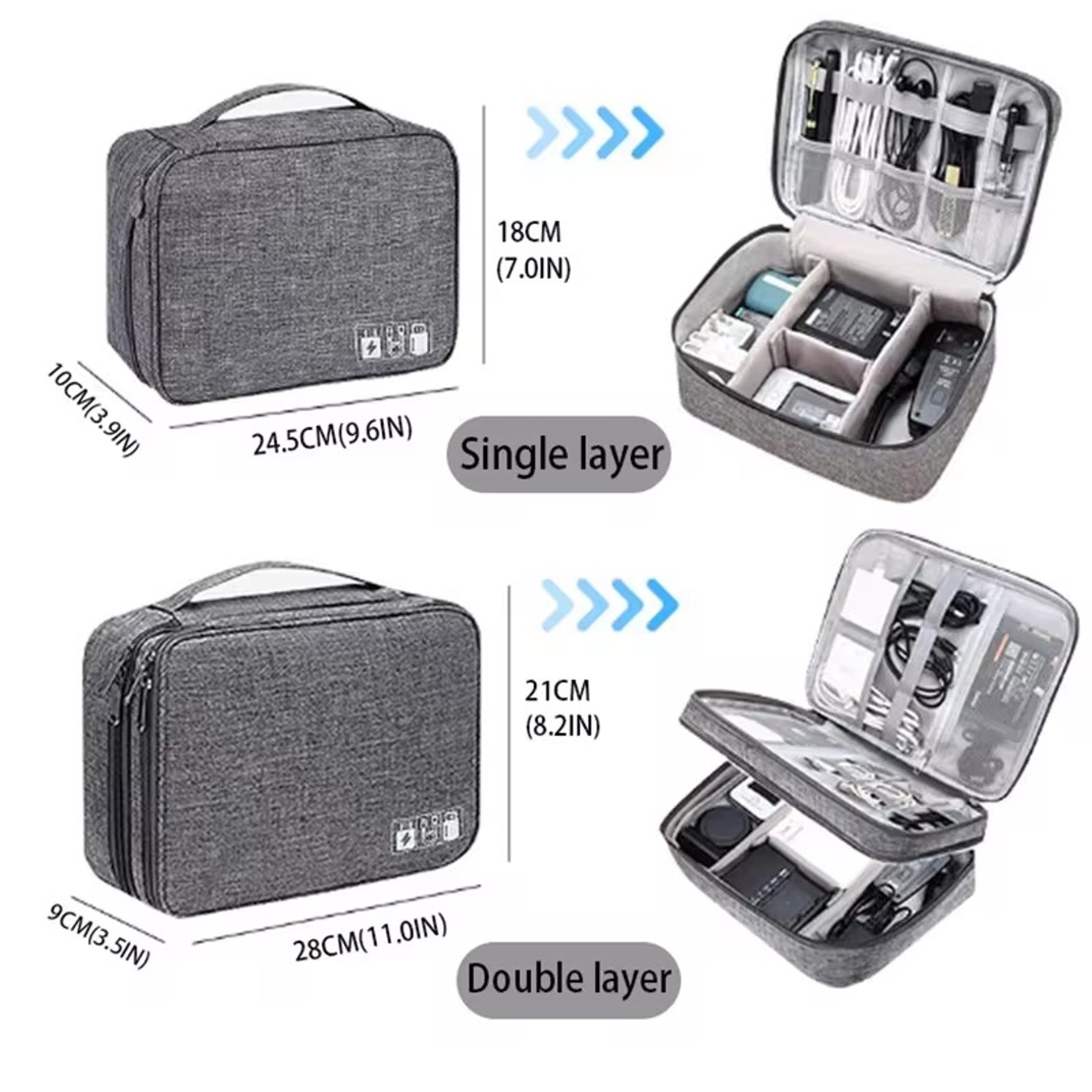 Waterproof Travel Cable Organizer Bag For Chargers USB Cords And Tech Accessories 3
