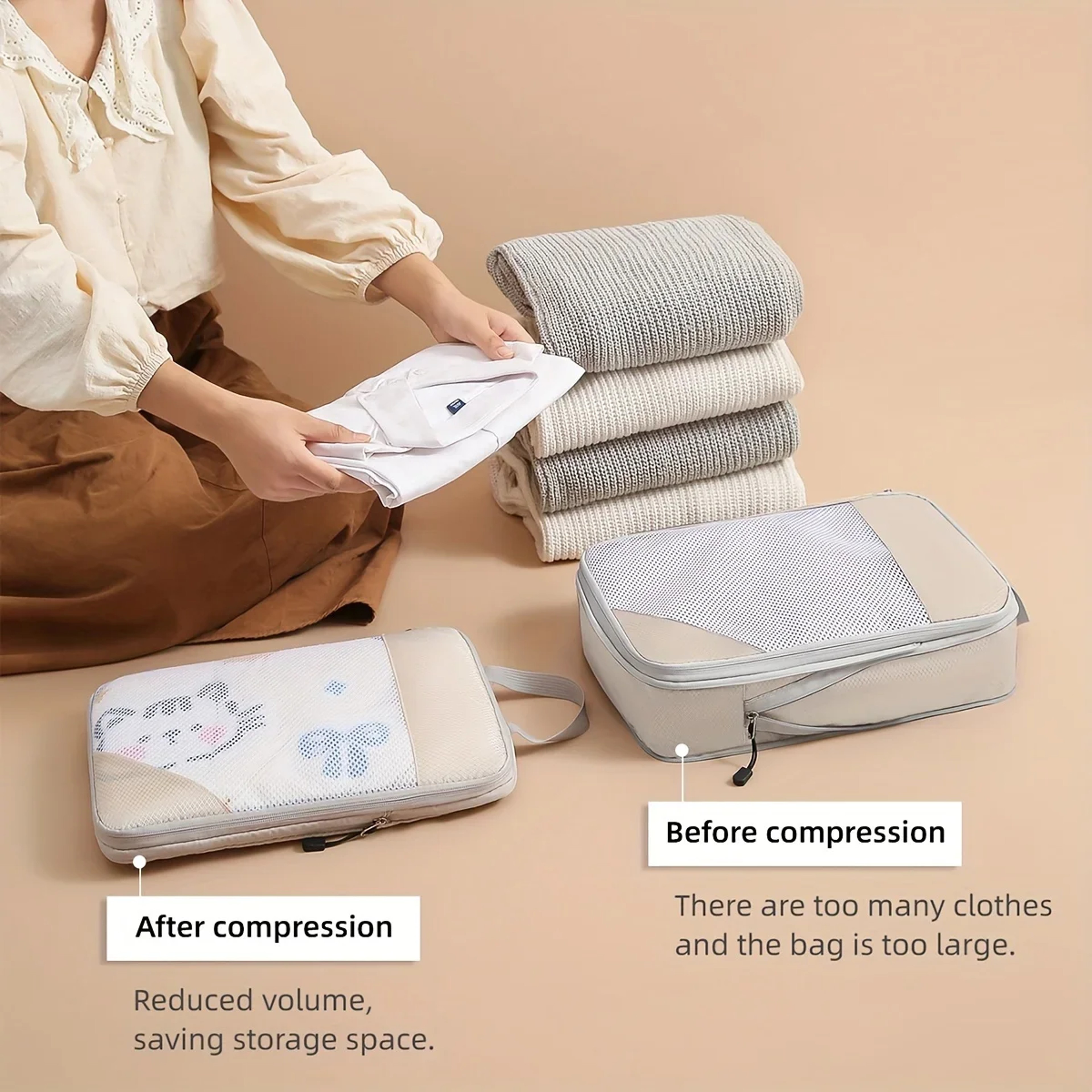 3 Piece Compression Packing Cubes Travel Luggage Organizer For Carry On Packing 3