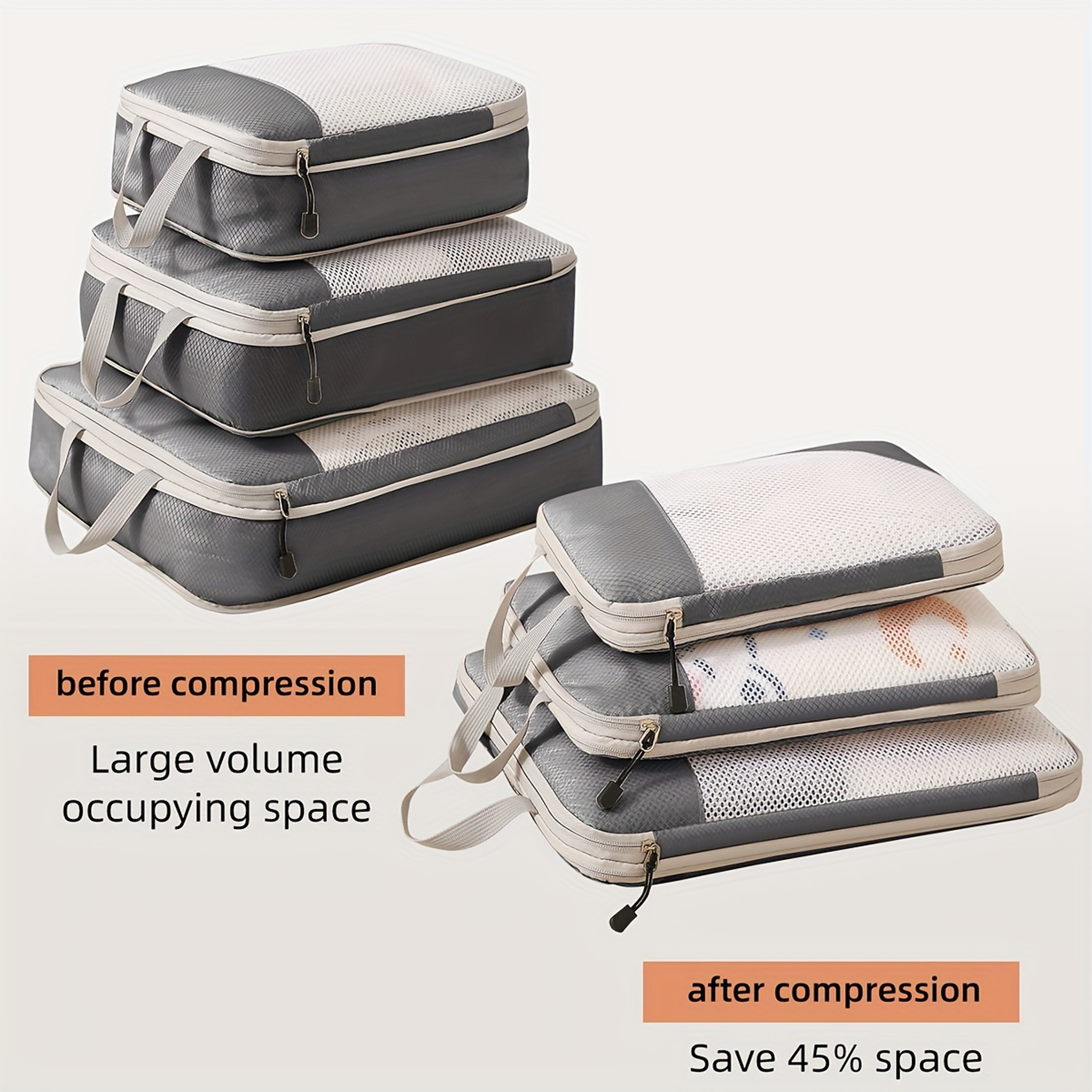 3 Piece Compression Packing Cubes Travel Luggage Organizer For Carry On Packing 8