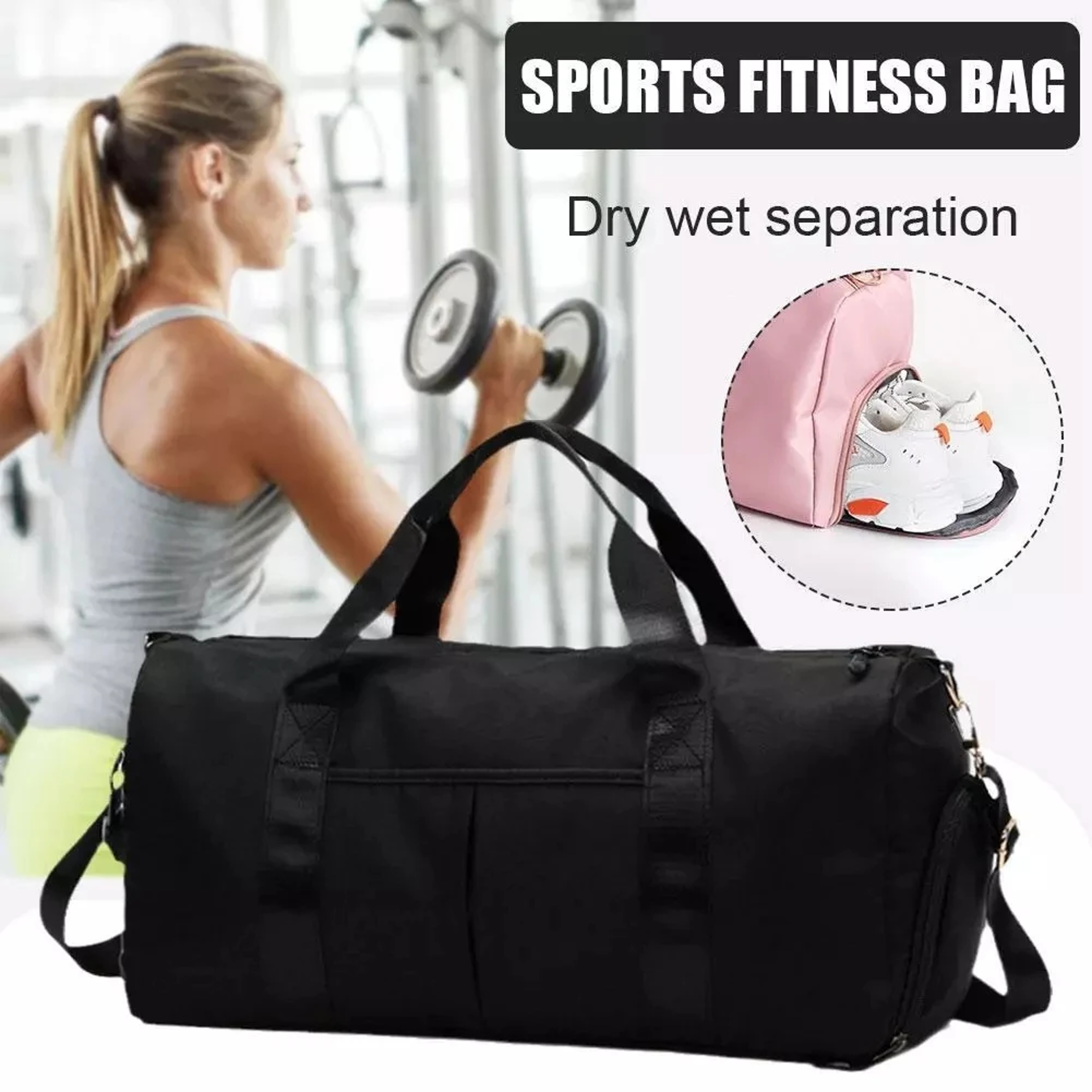 All In One Travel Gym Duffel Bag With Wet Pocket And Shoe Compartment 2
