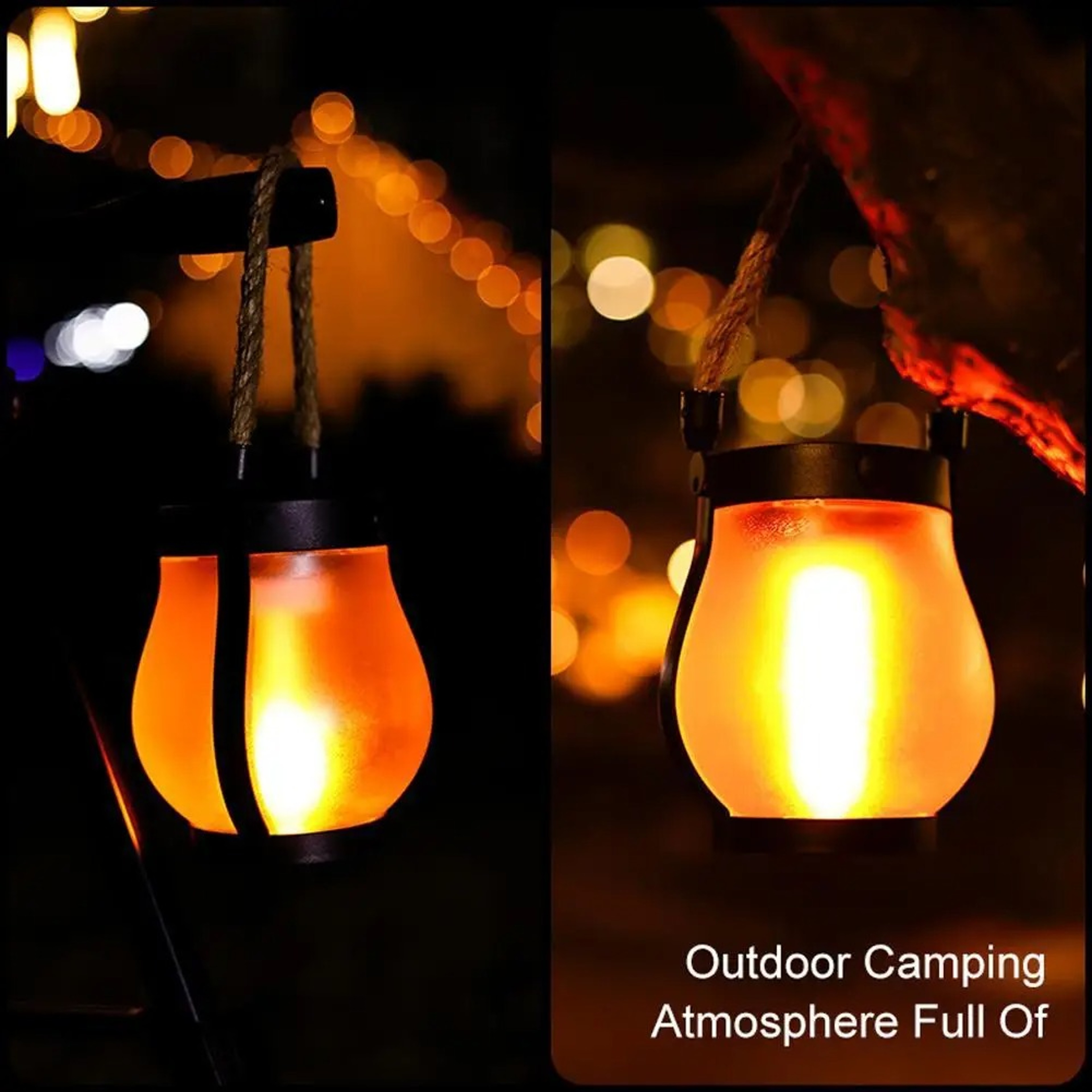 Solar Flame Camping Lantern USB Rechargeable Waterproof Outdoor Light 2