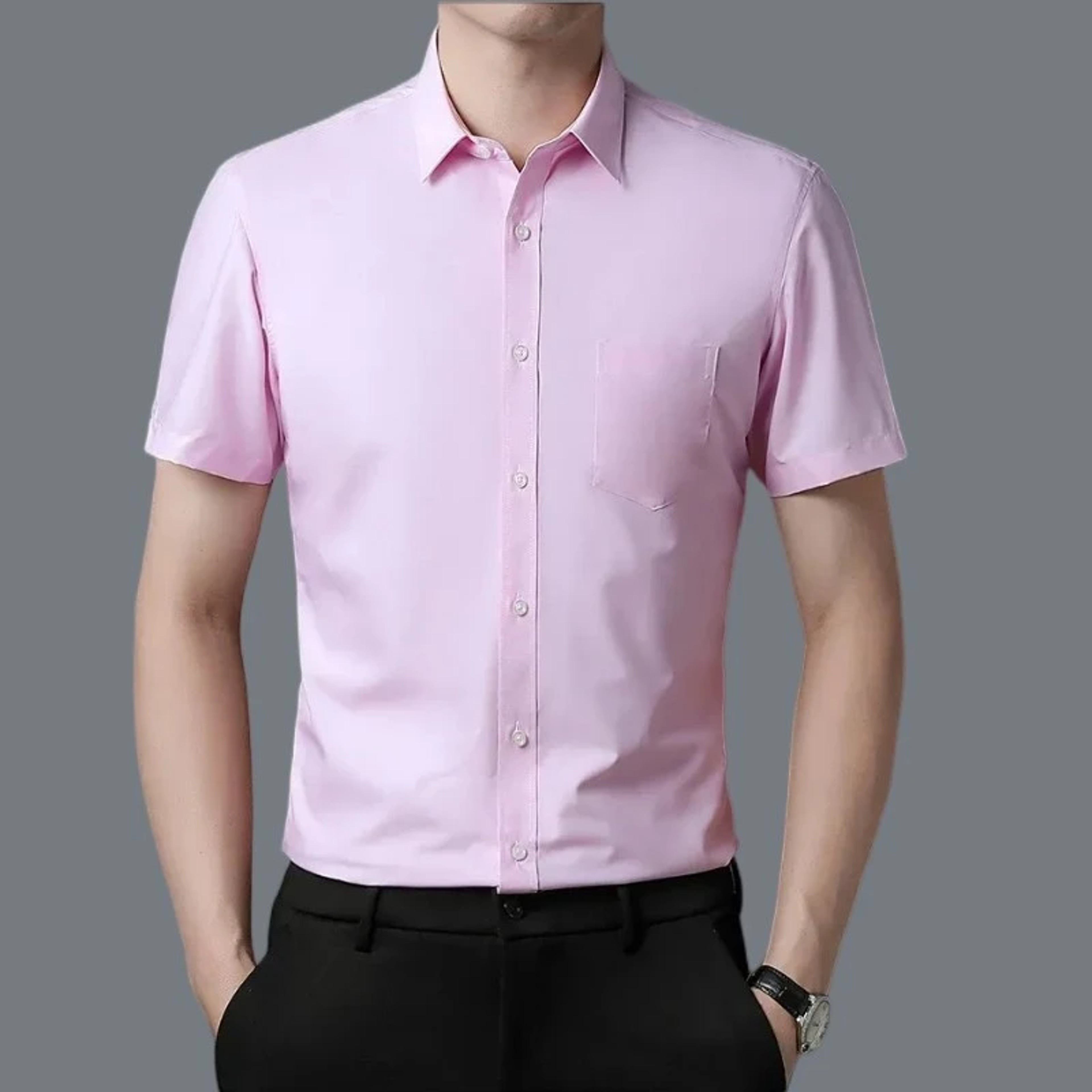 Men's Business Casual Shirt Wrinkle Resistant Short Sleeve Dress Shirt – view 4