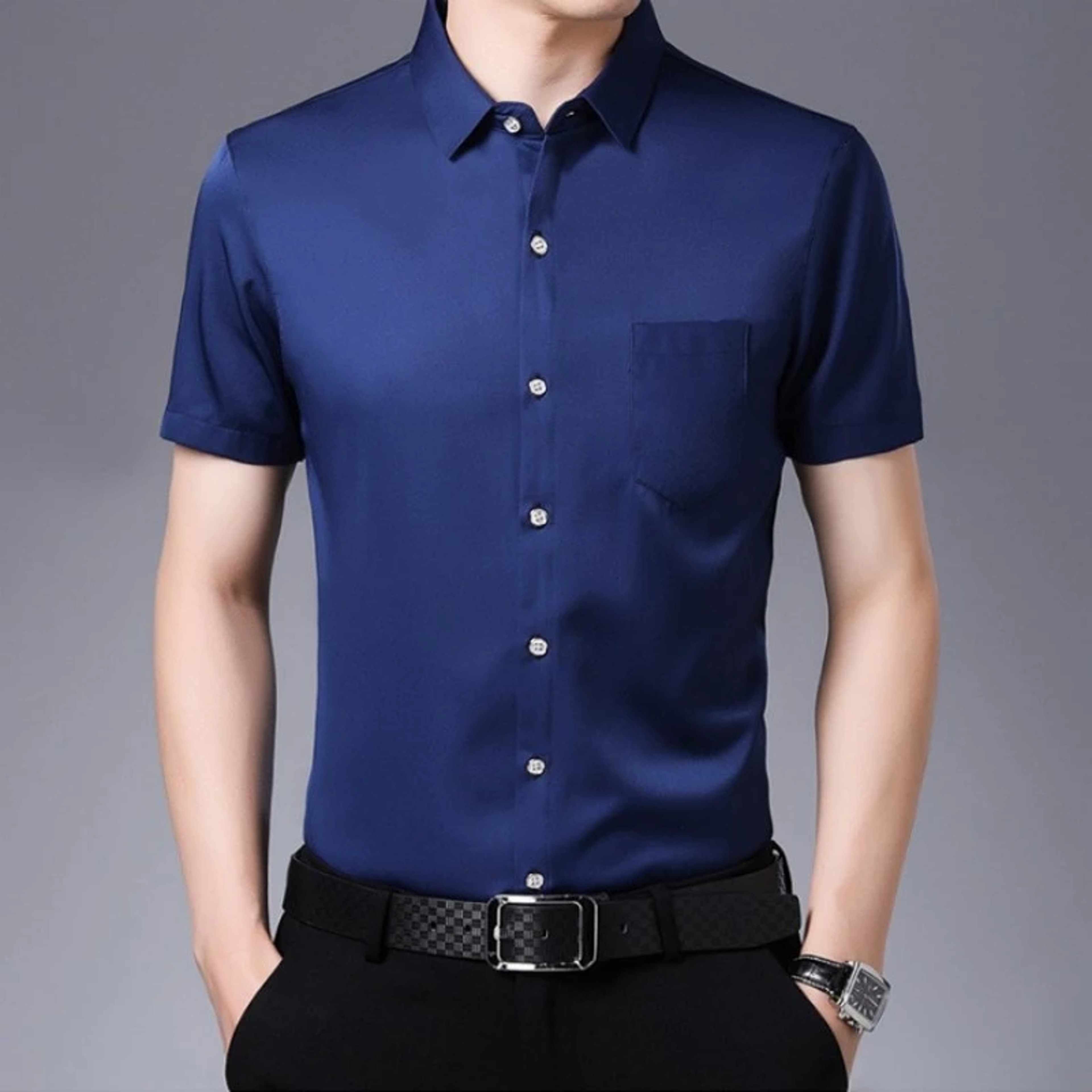 Men's Business Casual Shirt Wrinkle Resistant Short Sleeve Dress Shirt – view 13