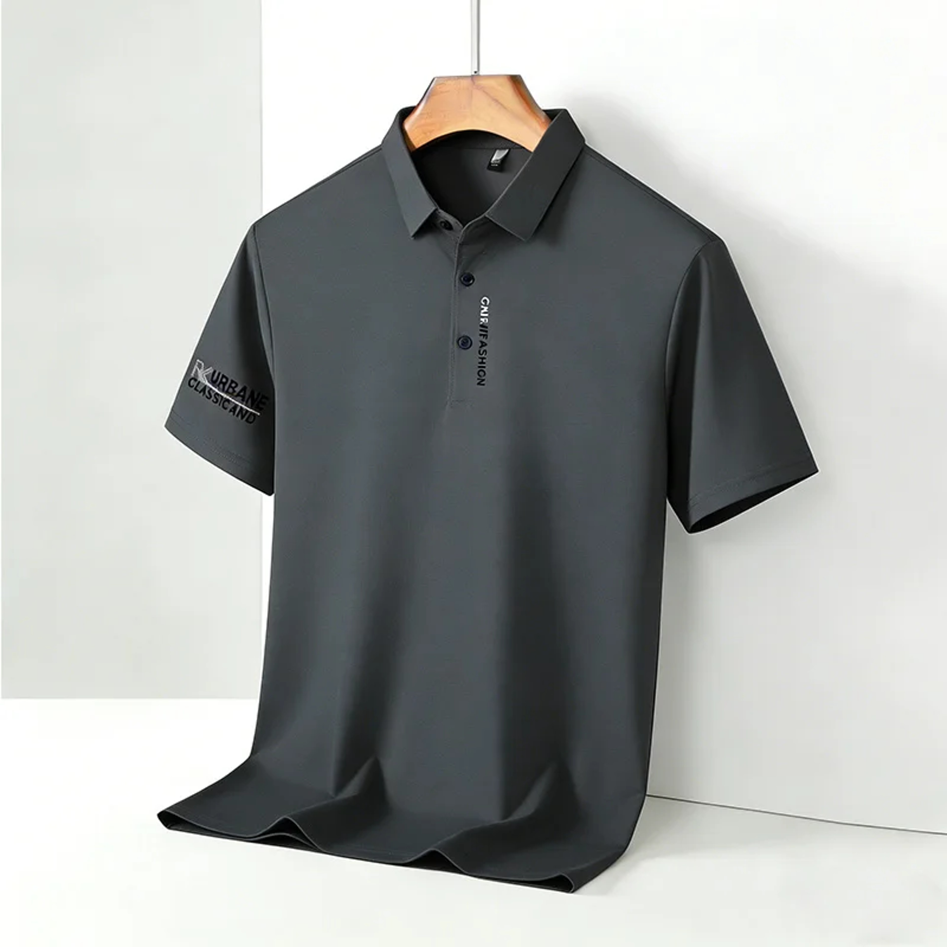 Mens Letter Print Polo Shirt Casual Business Short Sleeve Top 10