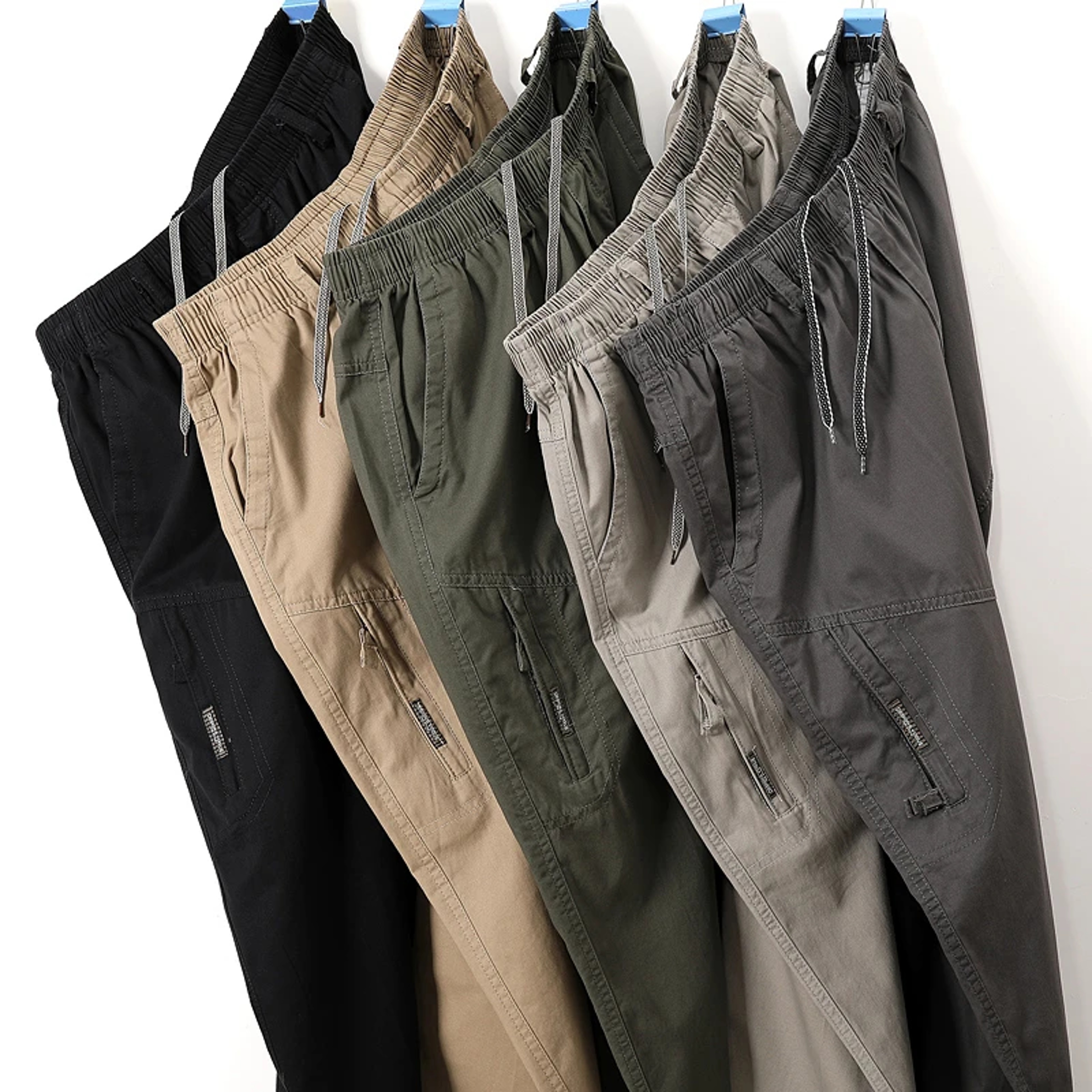 Mens Cotton Work Pants Comfortable Casual Workwear Trousers 1