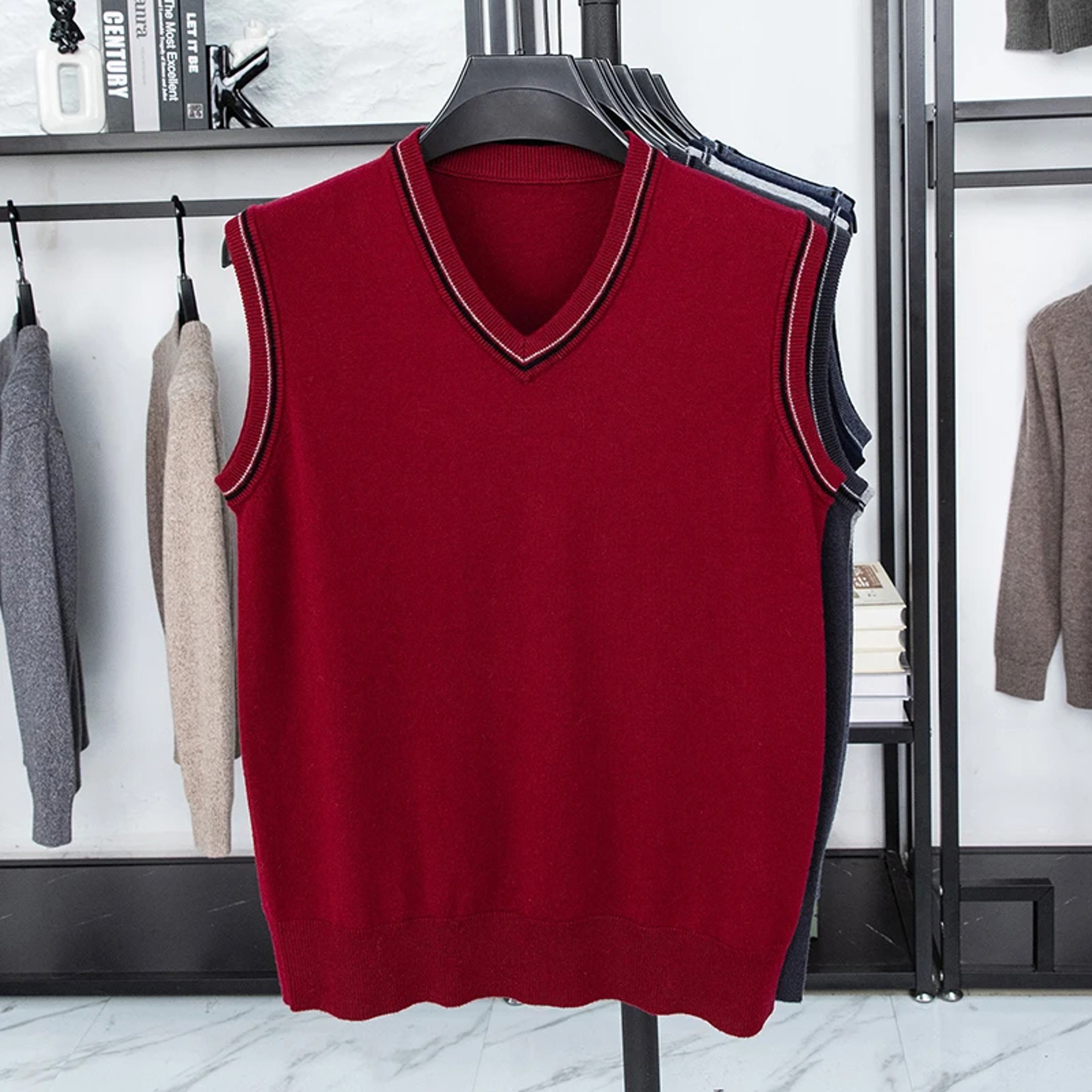 Classic Men's Sweater Vest Warm Casual Sleeveless Knitwear for Autumn Winter – view 5