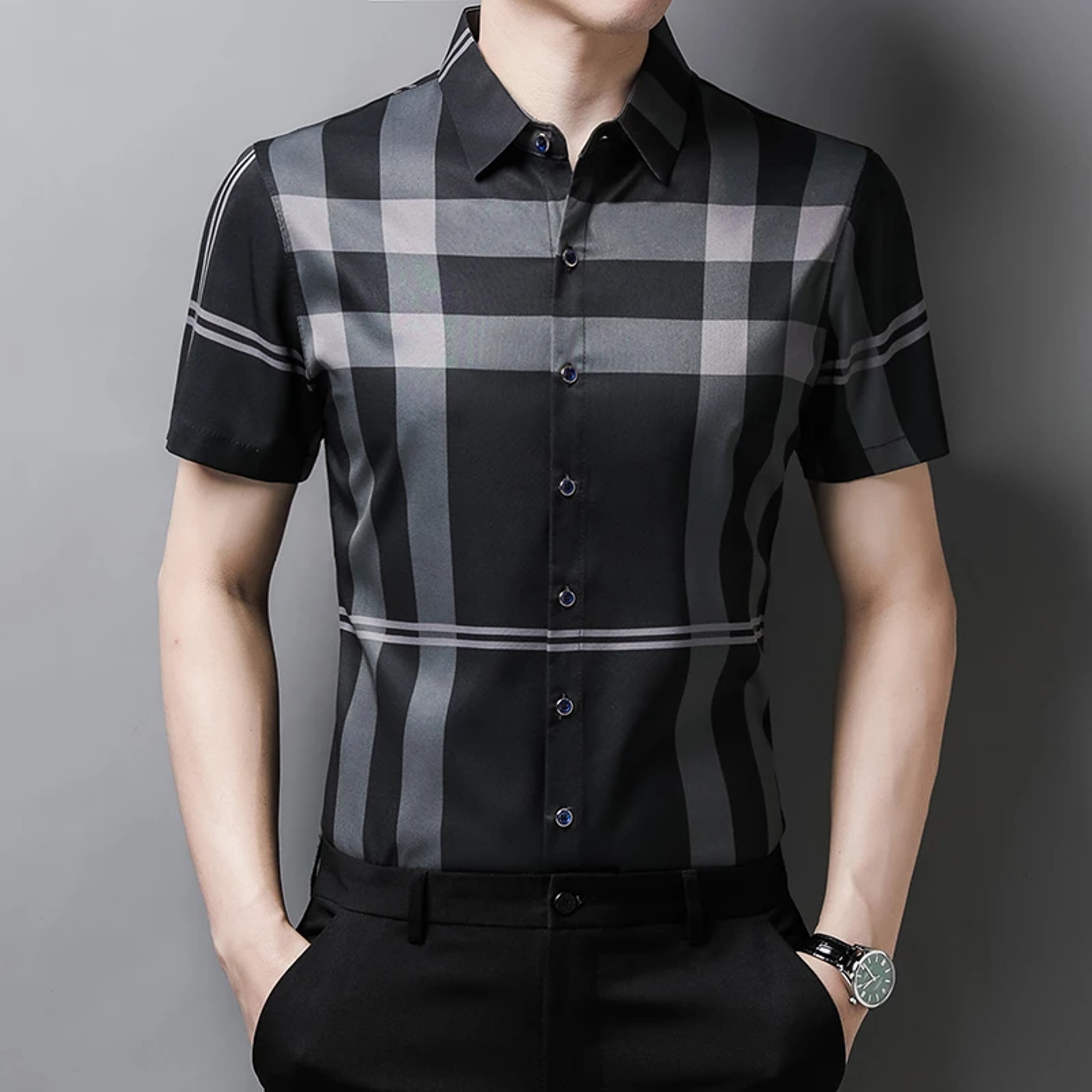 Mens Wrinkle Resistant Short Sleeve Business Casual Shirt – view 3
