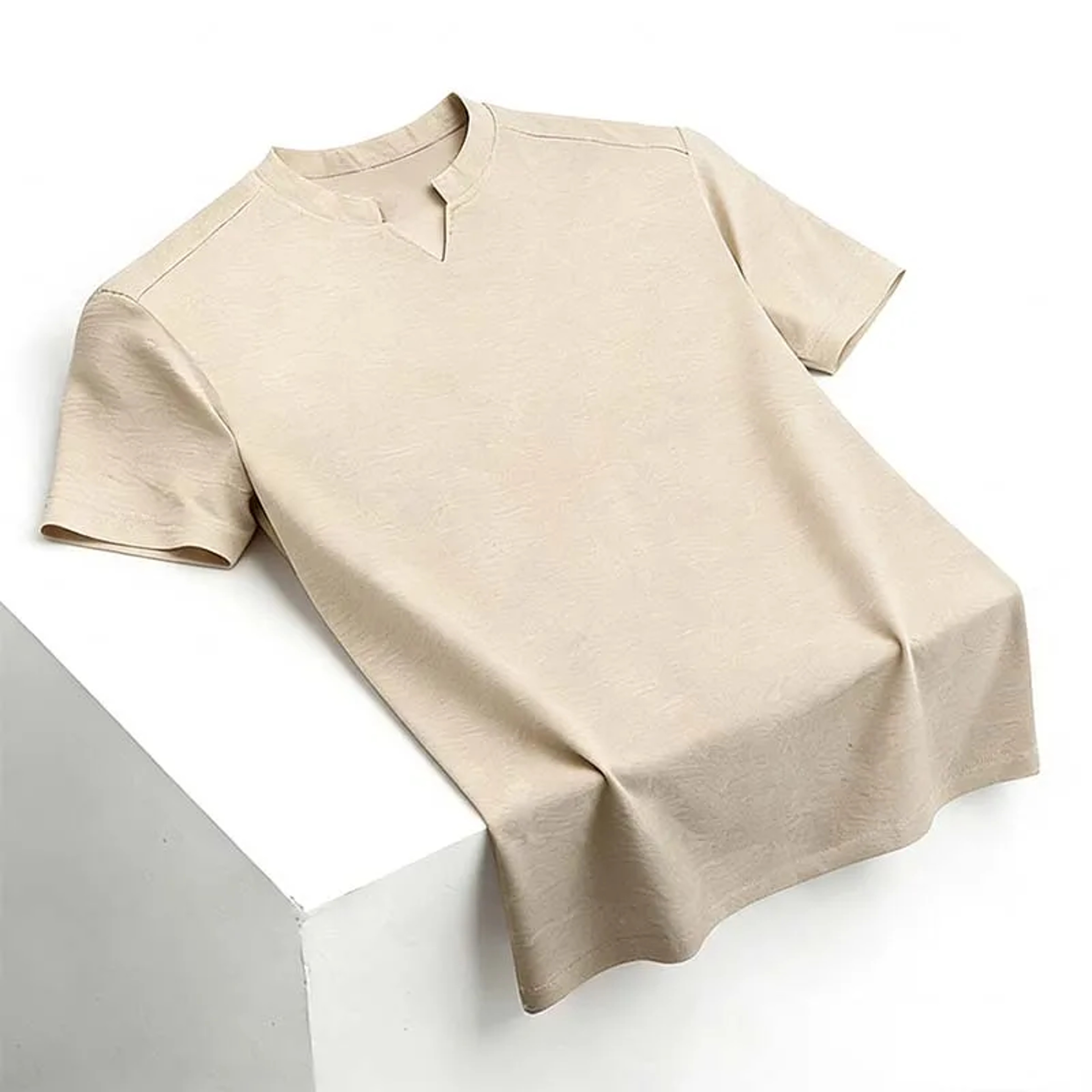 Men's V Notch Stand Collar Shirt Slim Fit Business Casual Short Sleeve Top – view 8
