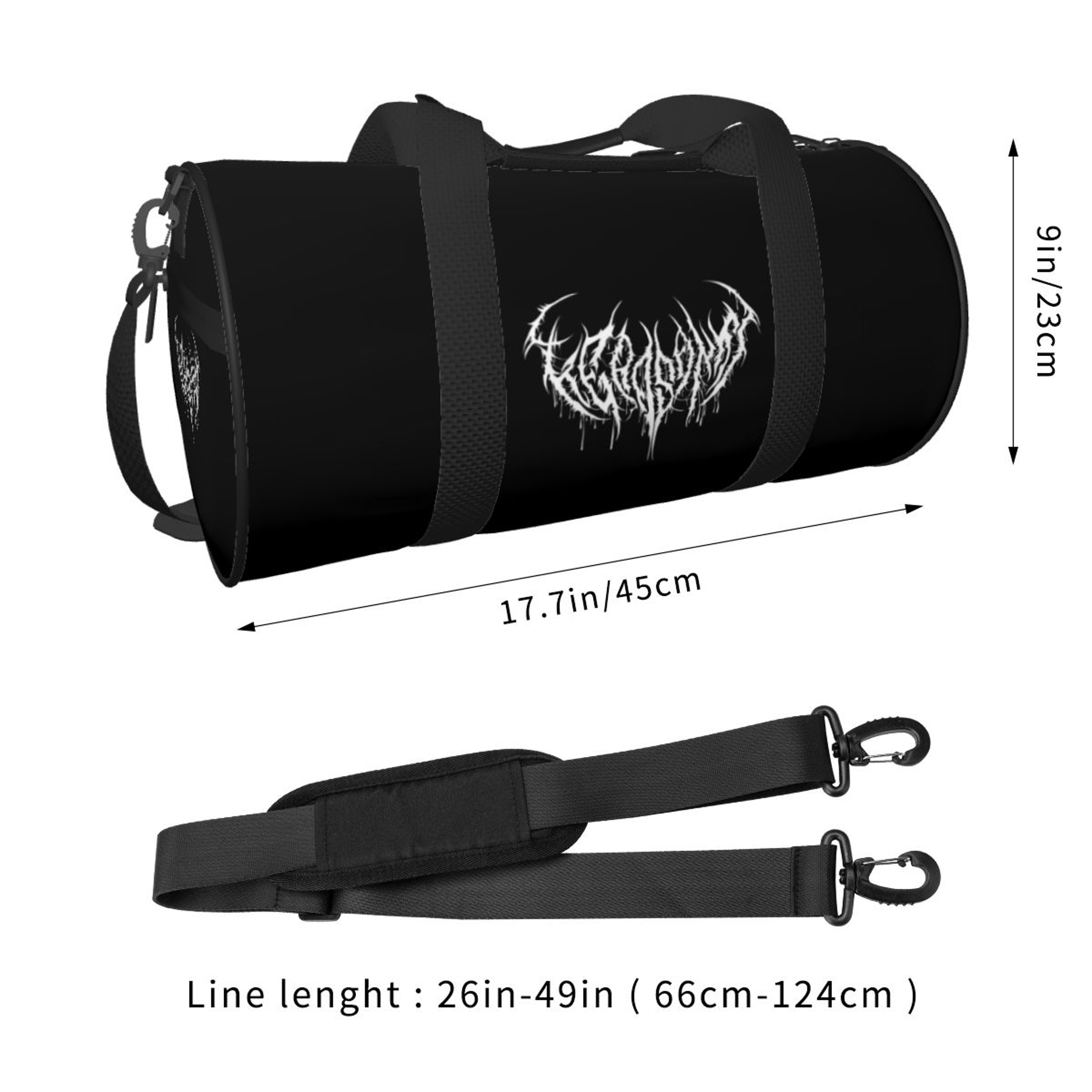 Goth Bish Deathcore Gym Duffle Bag with Shoe Compartment – view 2