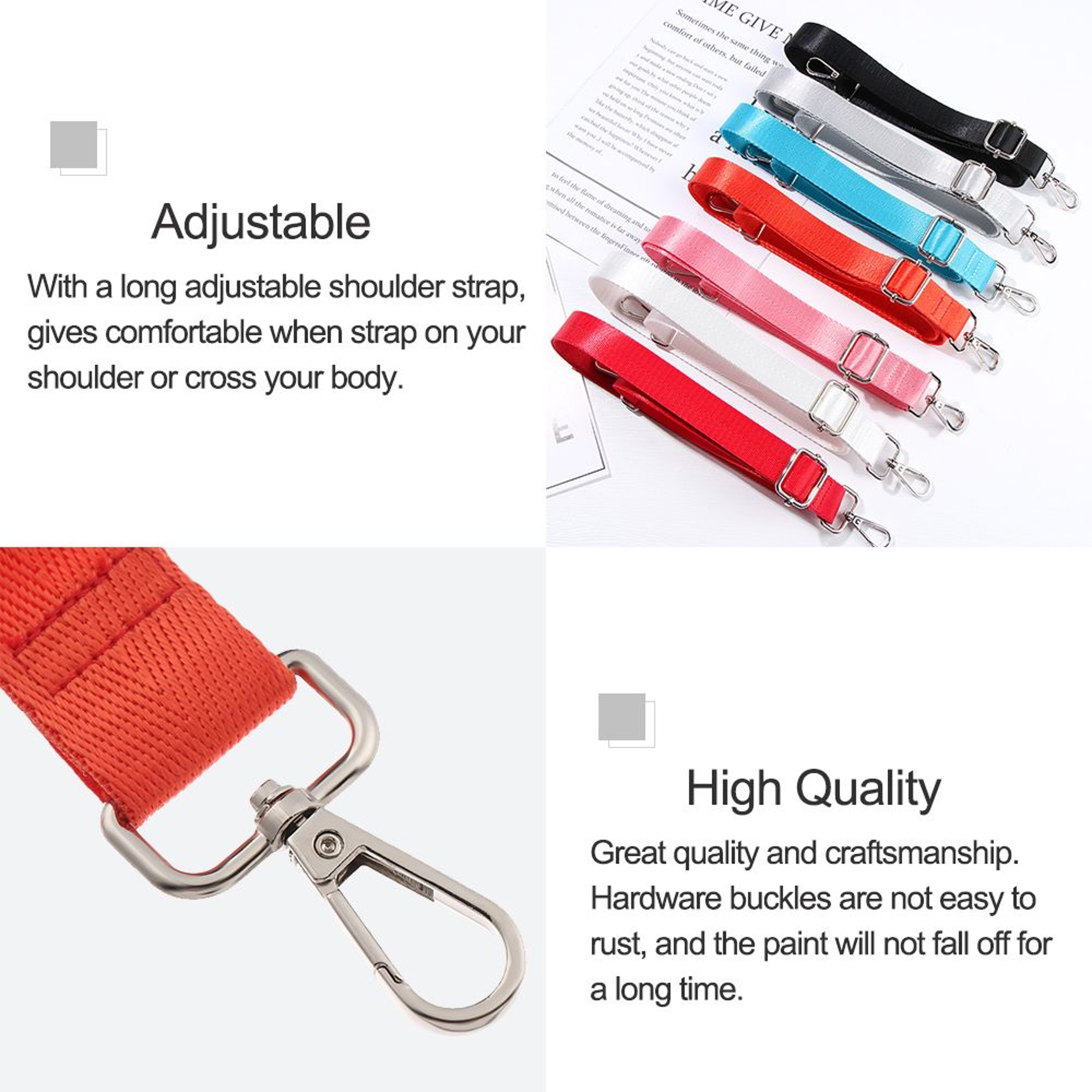 Adjustable Nylon Bag Strap Wide Replacement Shoulder and Crossbody Strap – view 6