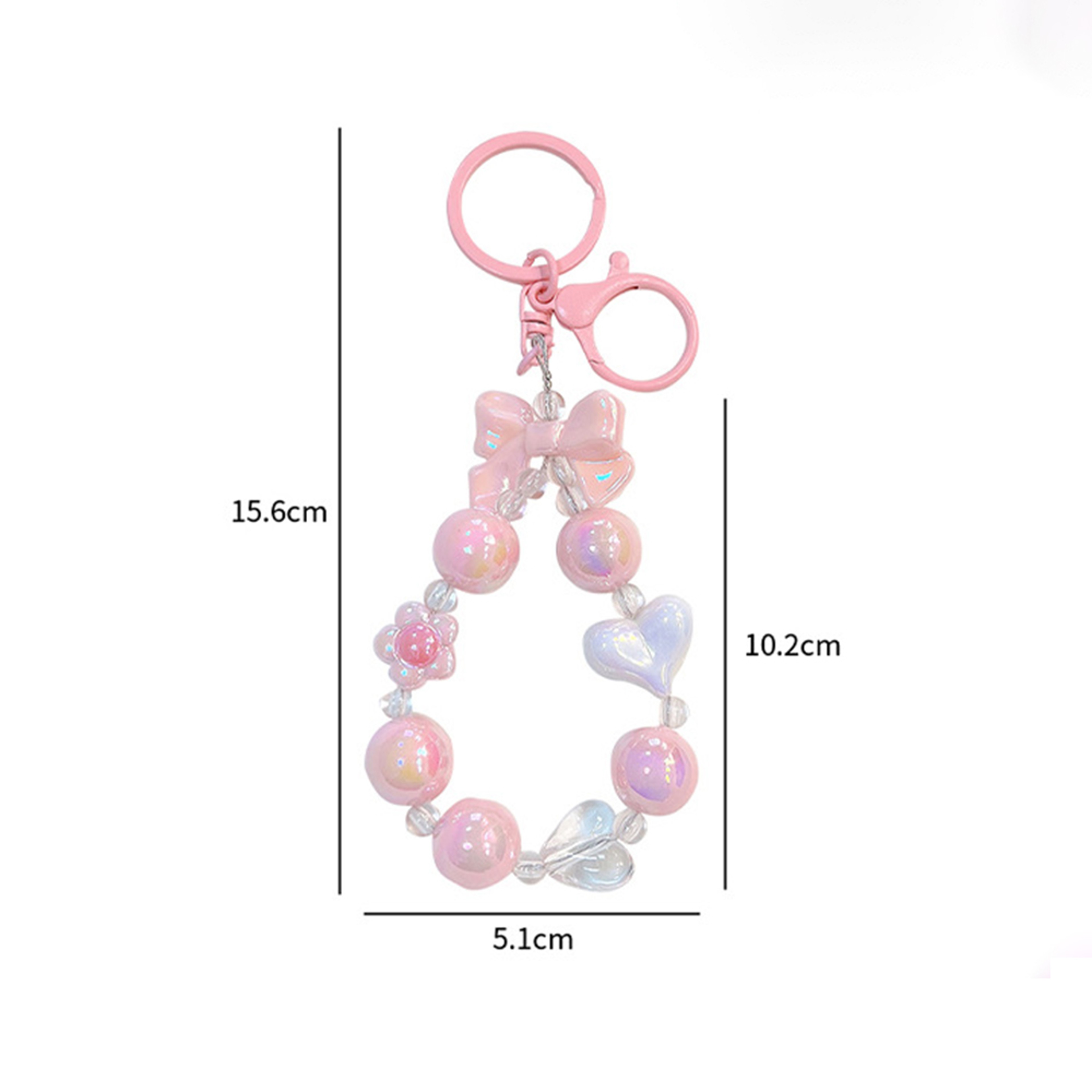 Candy Color Beaded Phone Strap Bow Heart Keychain Bag Charm – view 6