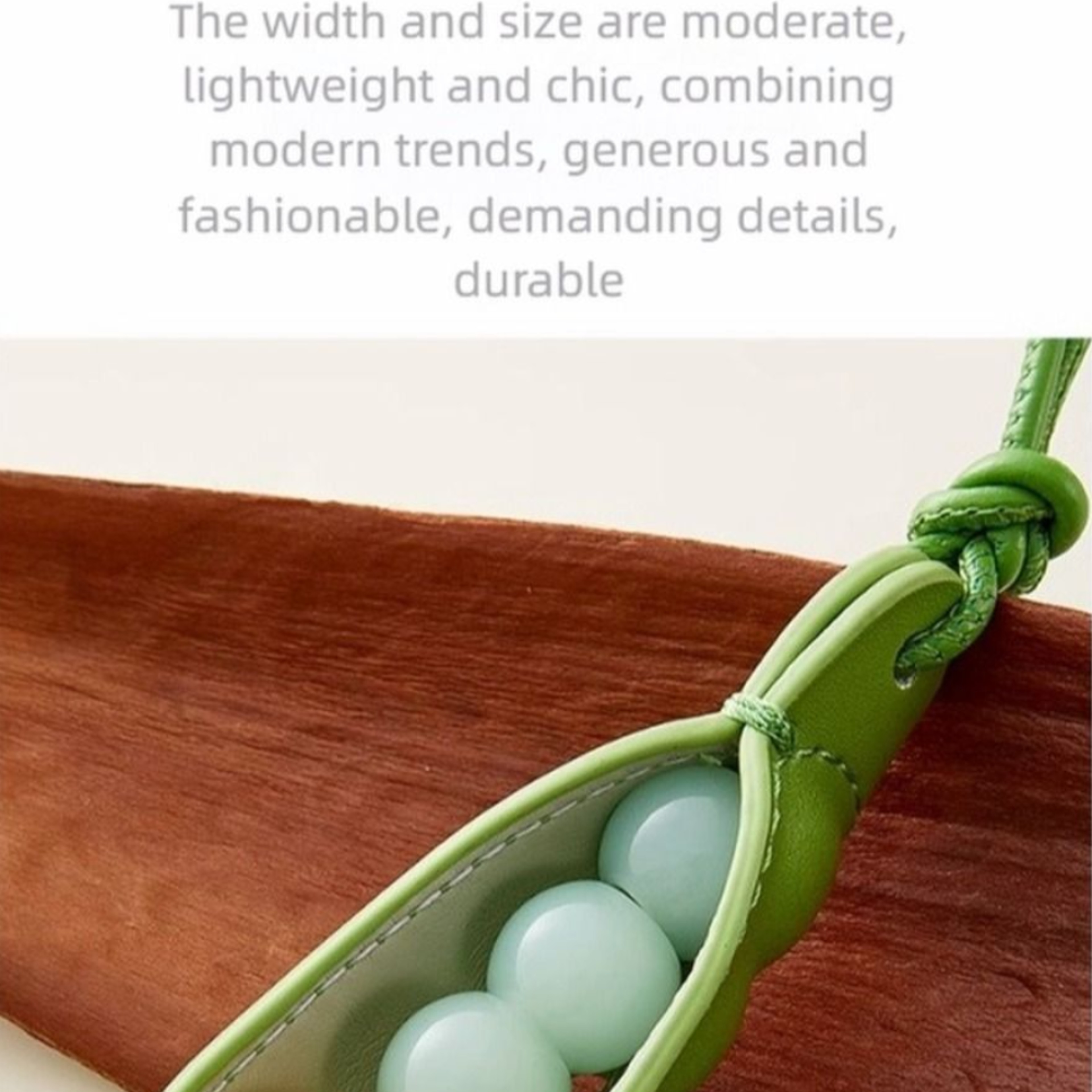 Handmade Leather Pea Pod Keychain Green Pea Bag Charm 5