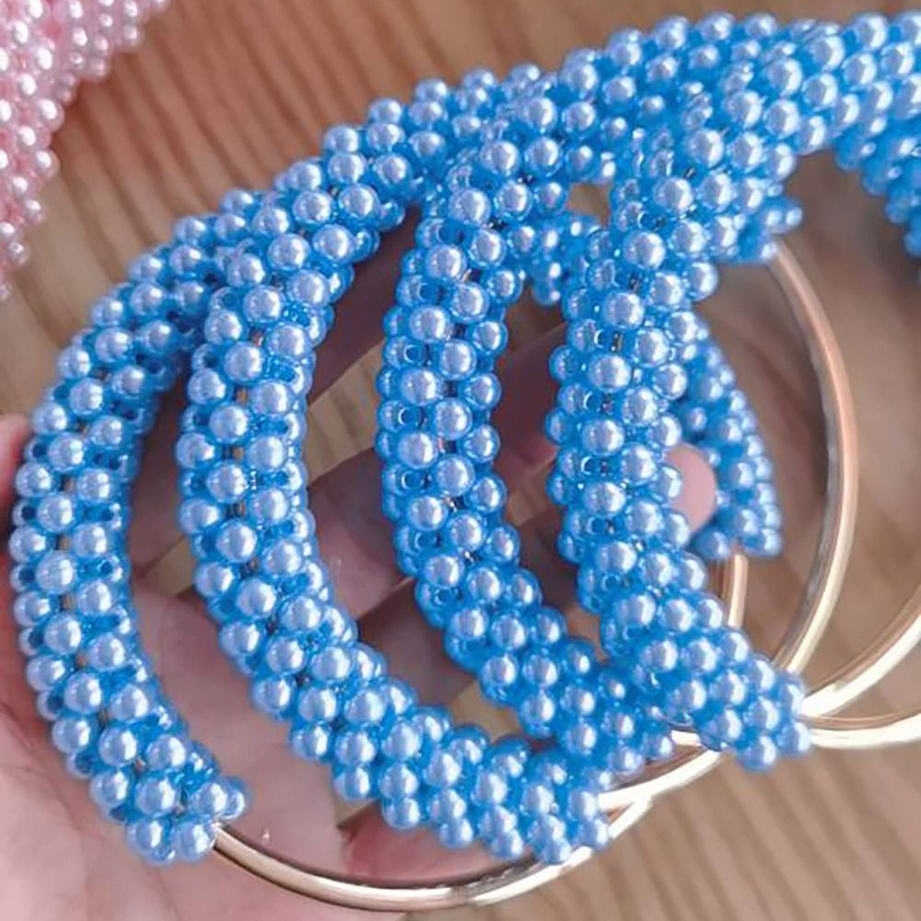 Pearl Beaded Round Bag Handle For DIY Handbags And Purses 2