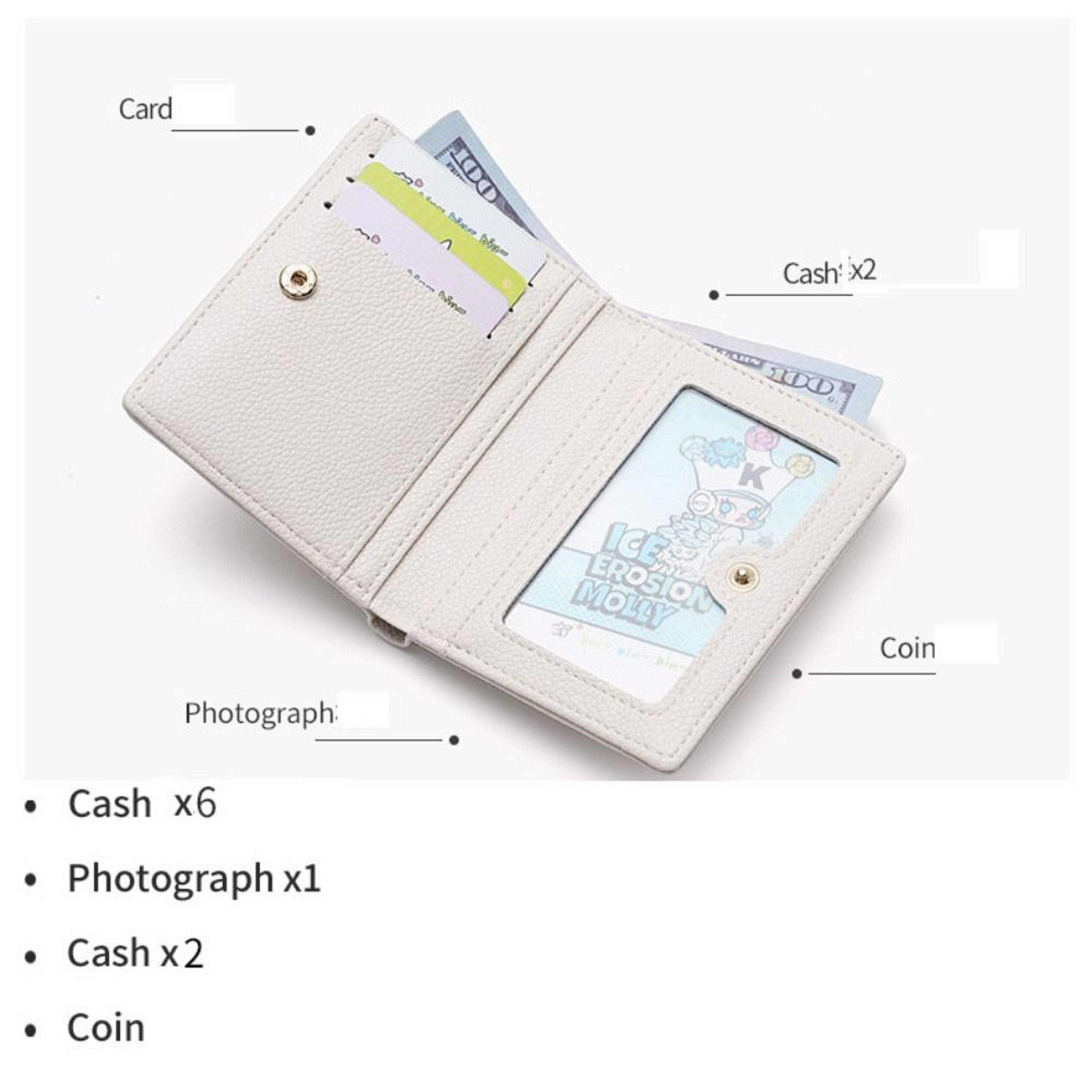 Womens PU Leather Short Wallet Compact Card Holder Coin Purse – view 5
