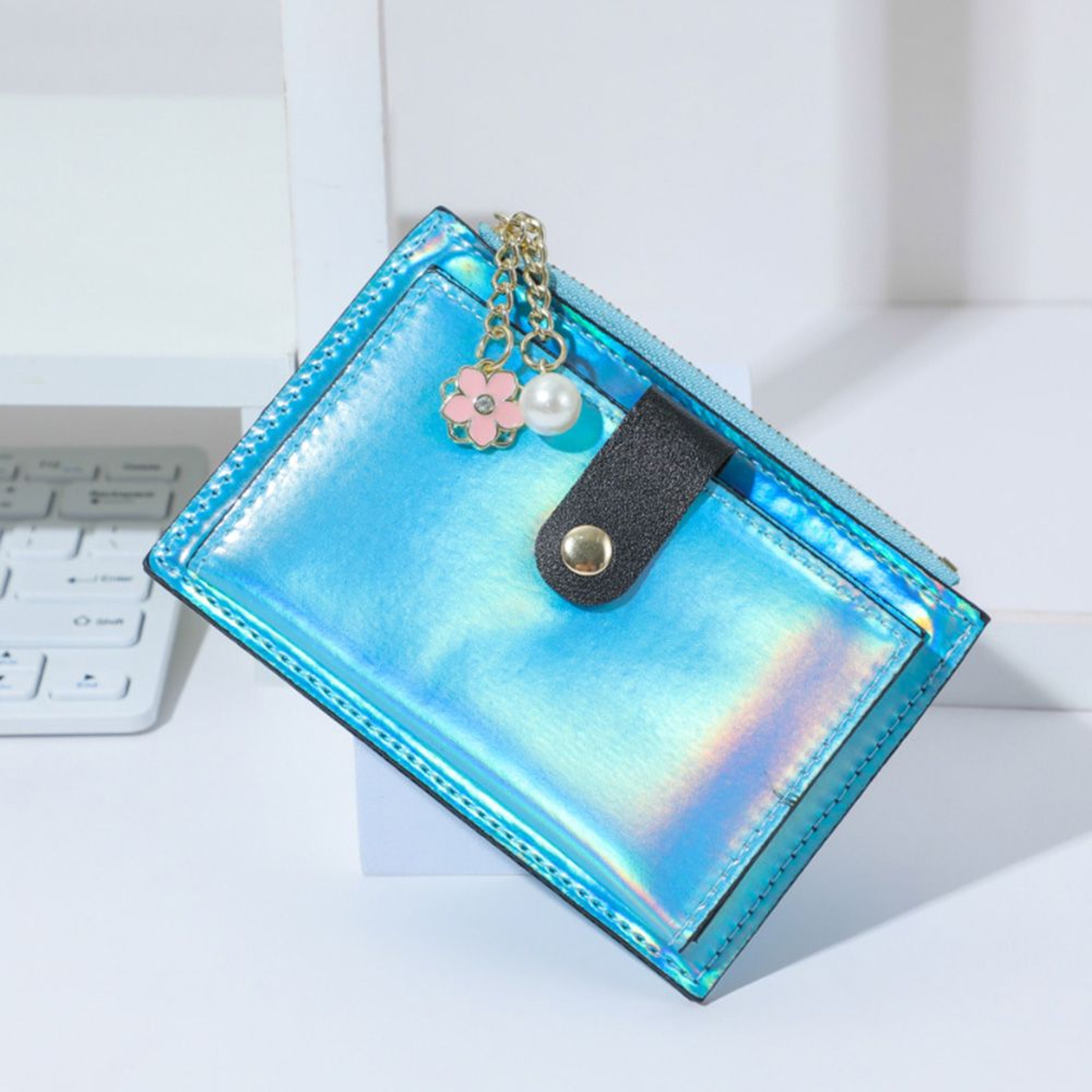 Holographic Womens Card Holder Coin Purse Wallet with Zipper – view 8