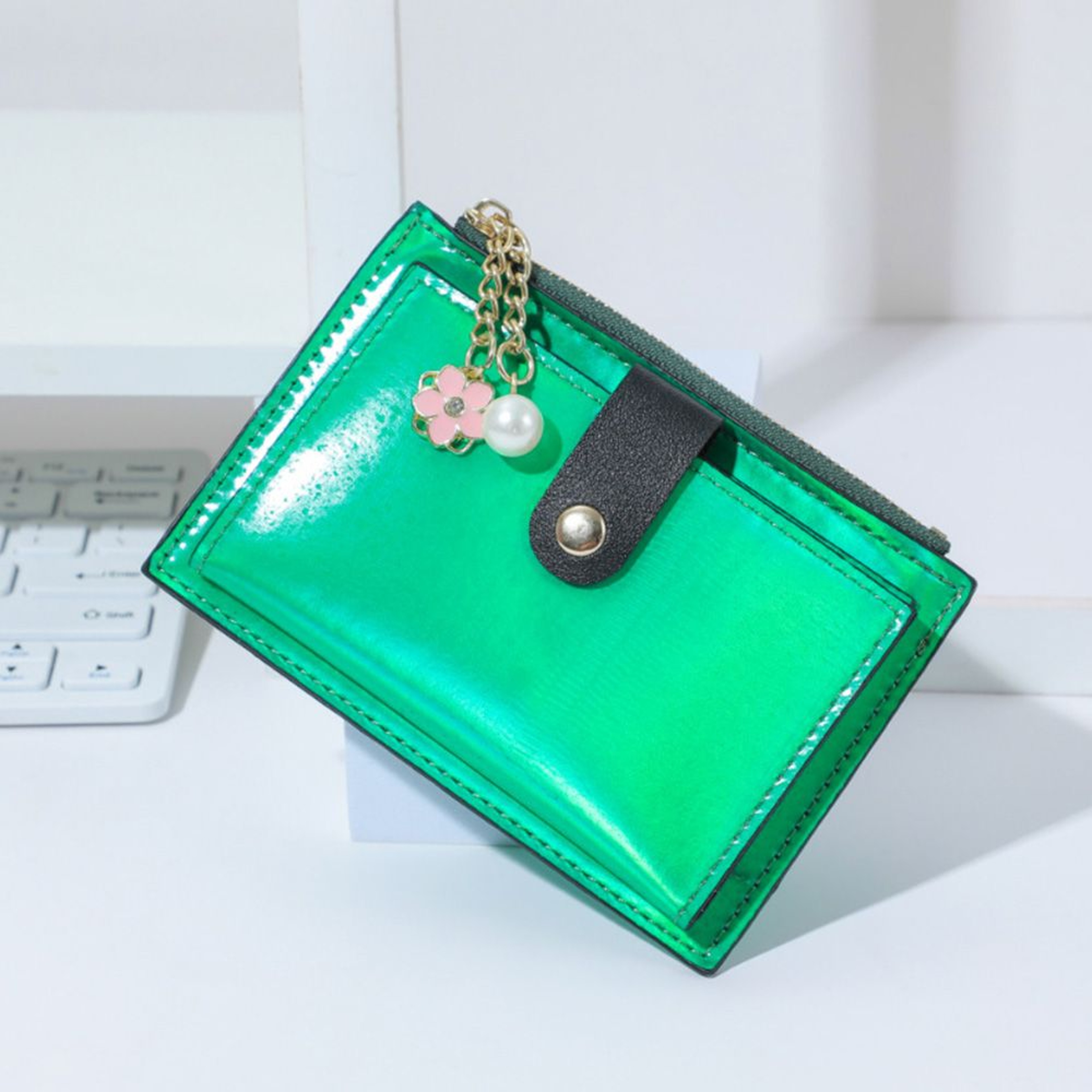 Holographic Womens Card Holder Coin Purse Wallet with Zipper – view 9