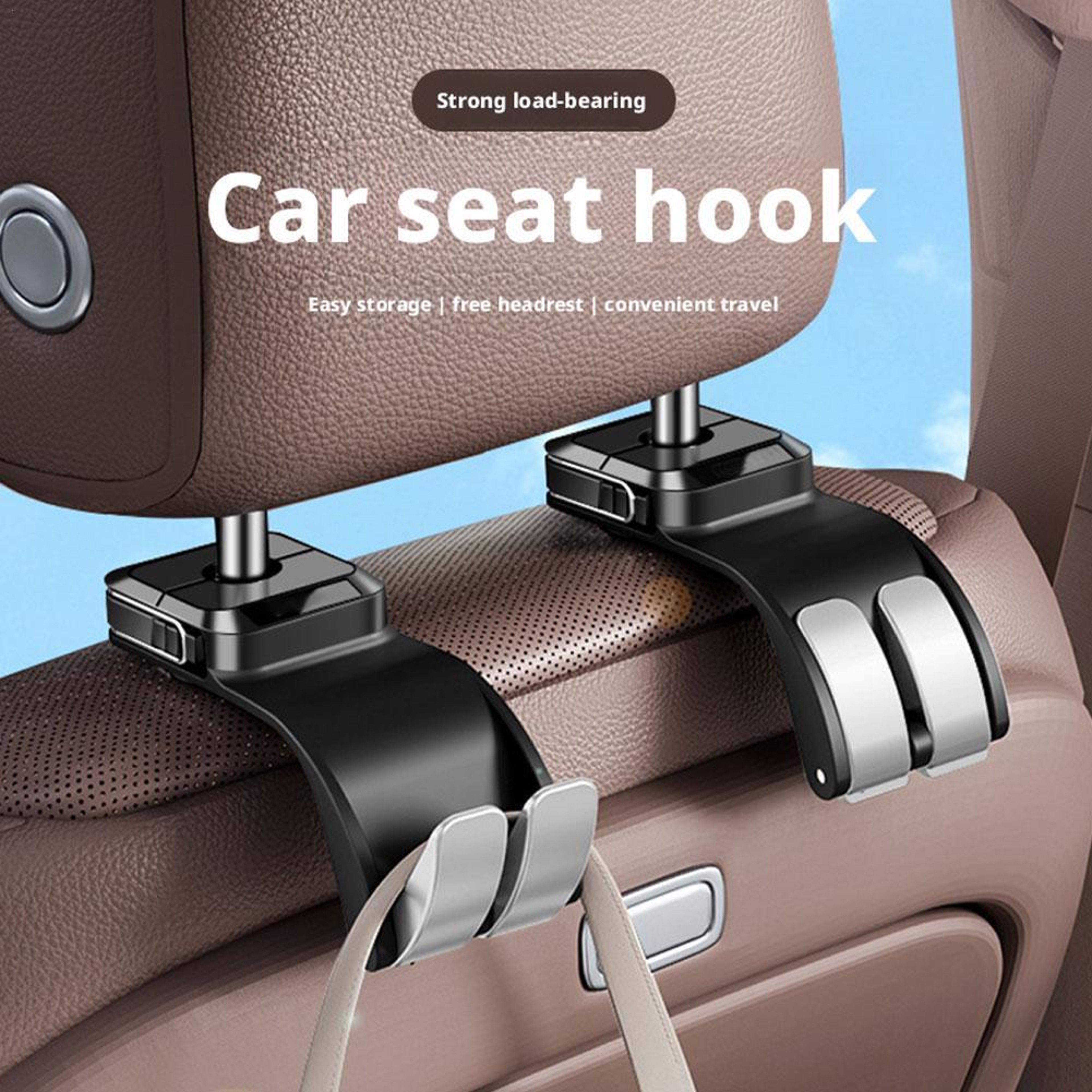 Universal Car Headrest Hooks Heavy Duty Back Seat Organizer And Purse Holder 2