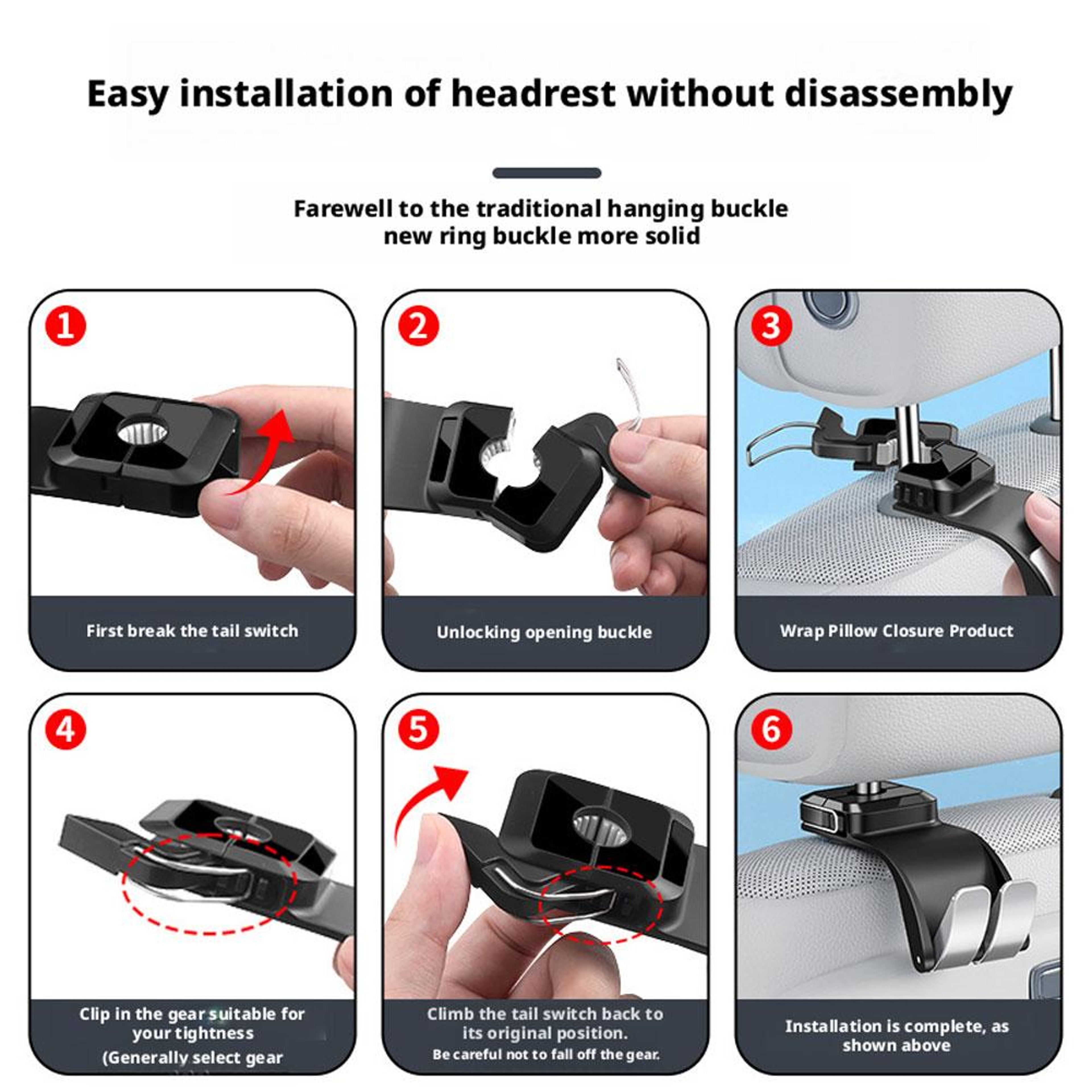 Universal Car Headrest Hooks Heavy Duty Back Seat Organizer And Purse Holder 4