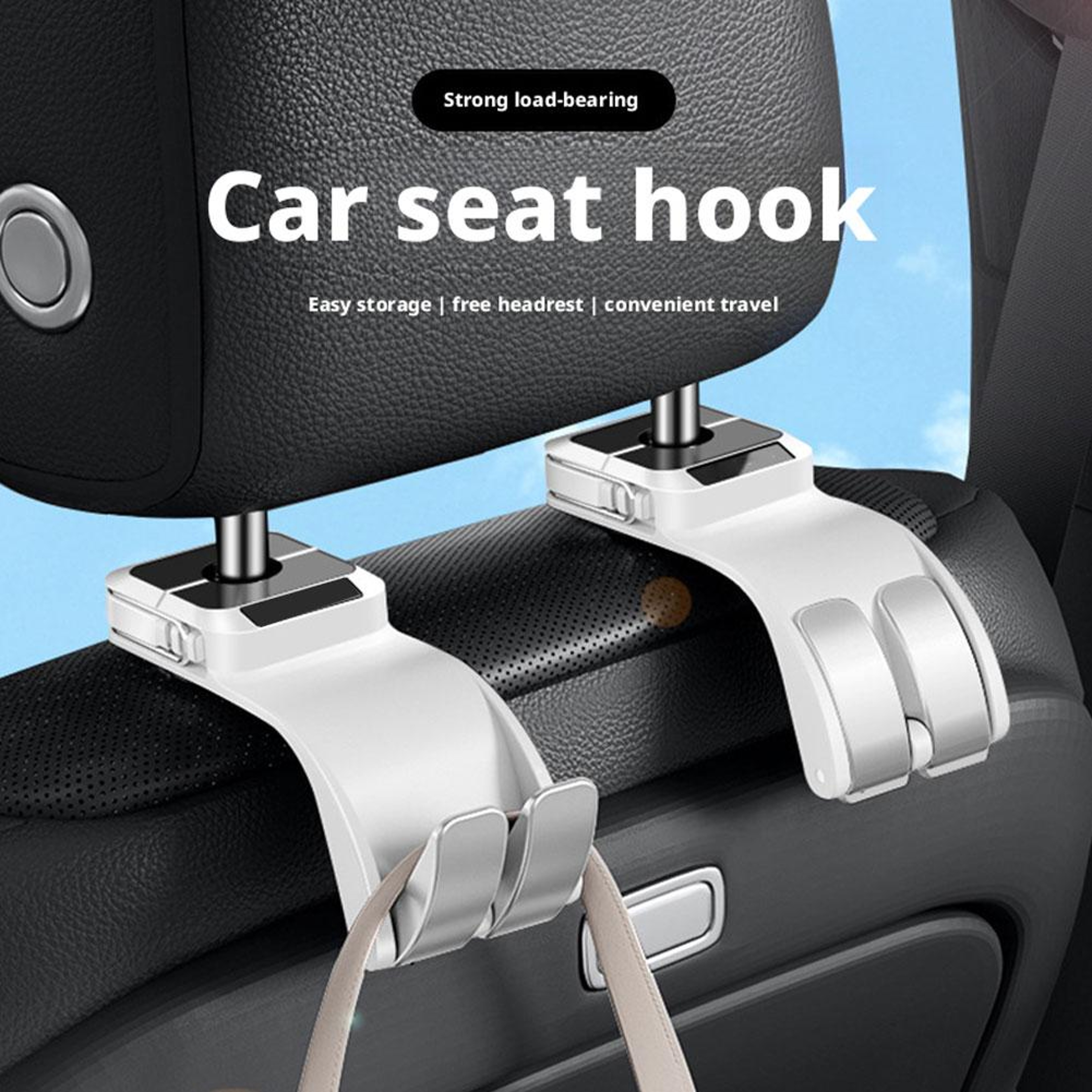 Universal Car Headrest Hooks Heavy Duty Back Seat Organizer And Purse Holder 5