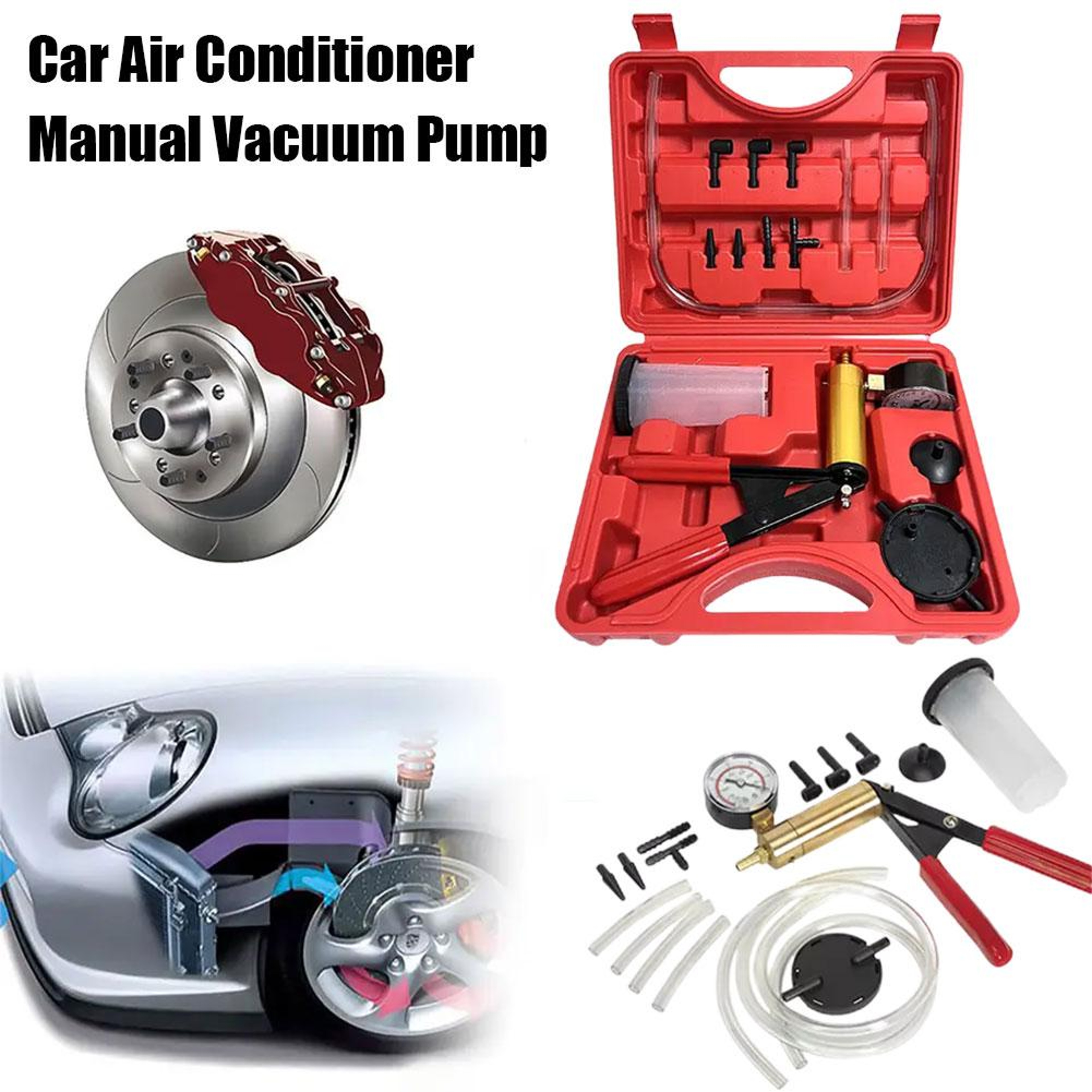 Manual Brake Bleeder Kit Hand Vacuum Pump and Automotive Vacuum Tester – view 2