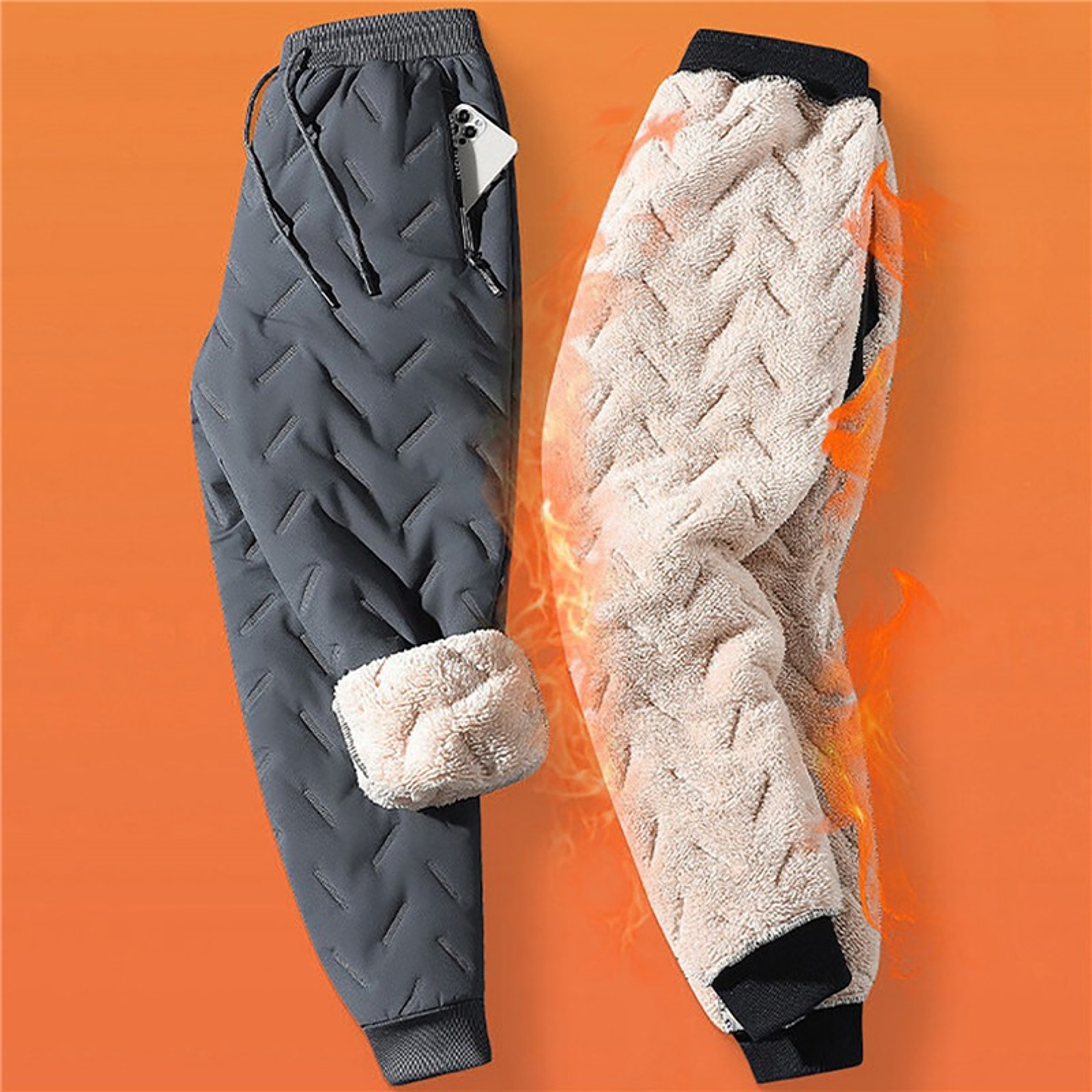 Women Fleece Lined Winter Pants Warm Straight Leg Drawstring Trousers 7