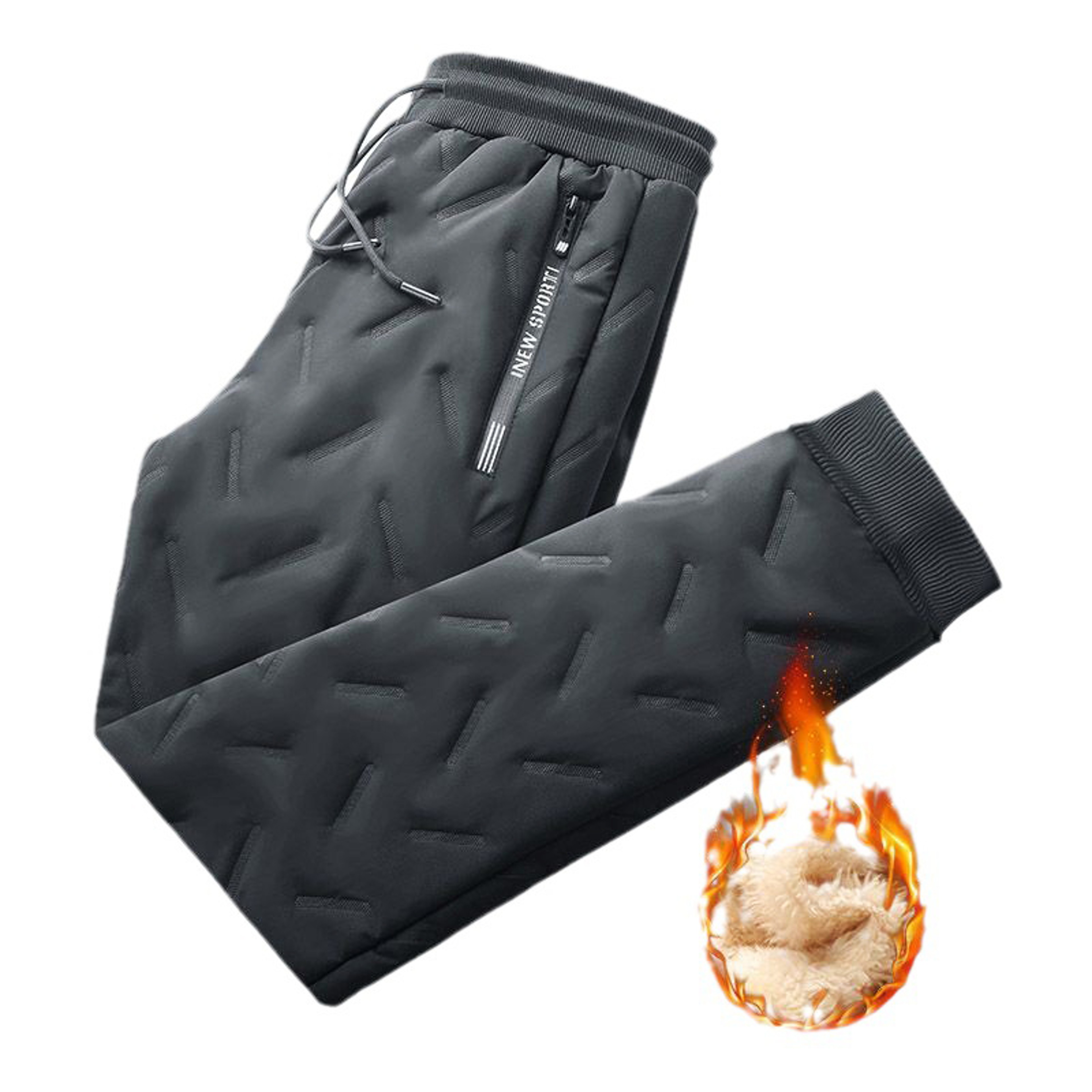 Women Fleece Lined Winter Pants Warm Straight Leg Drawstring Trousers 5