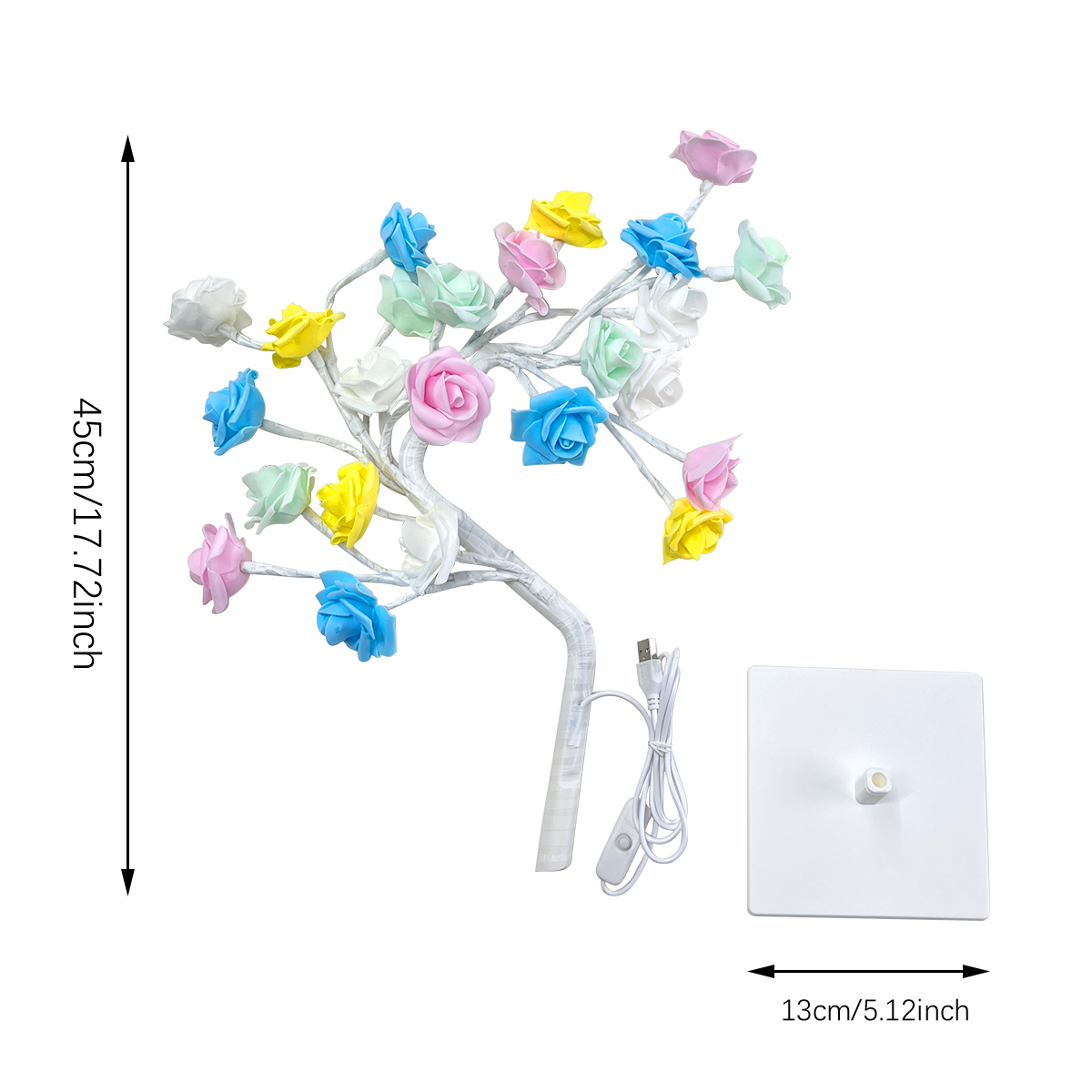 LED Rose Tree Lamp USB Night Light With Adjustable Floral Branches 4