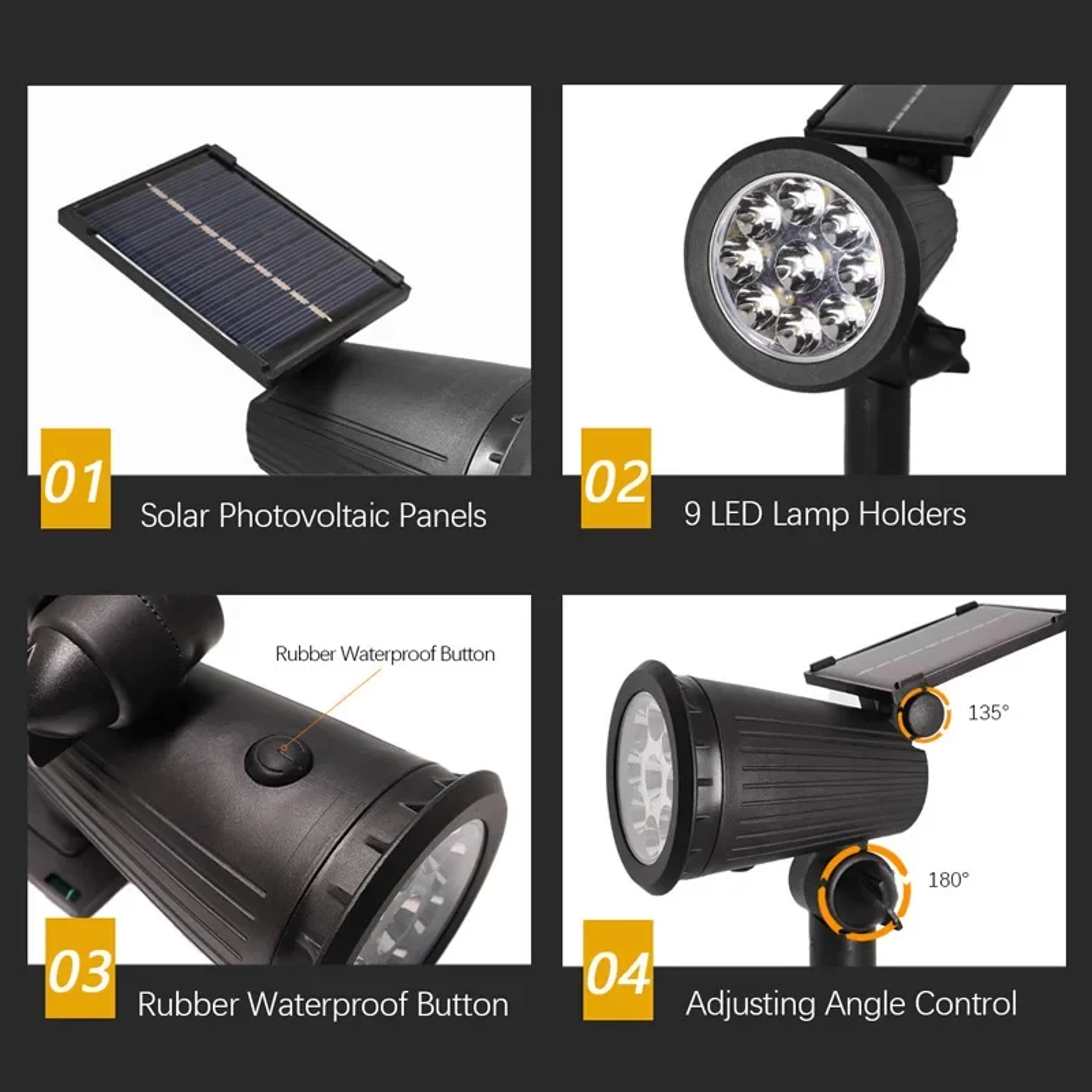 9 LED Solar Garden Spotlight Waterproof Outdoor Landscape Light – view 4