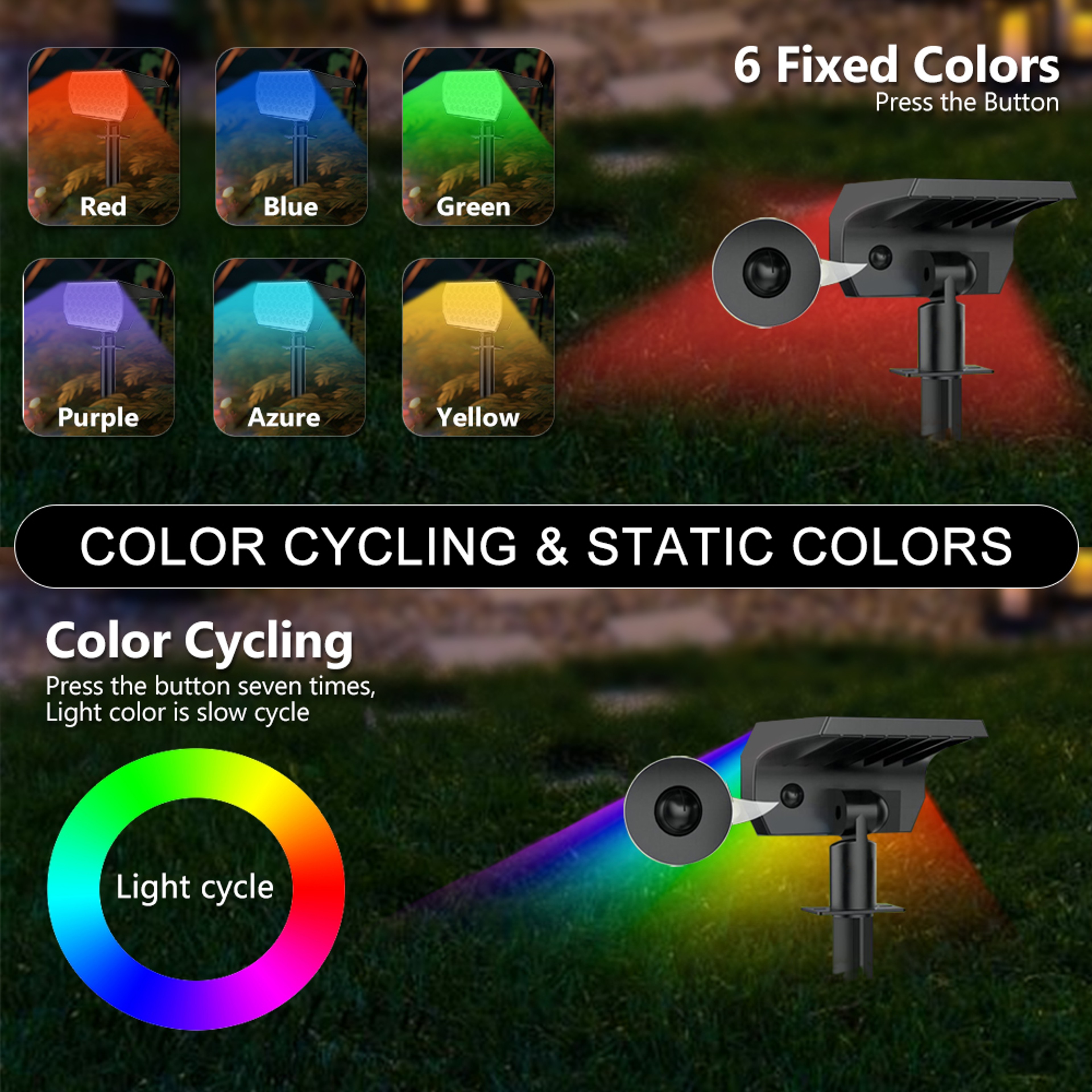 RGB Solar Landscape Spotlight Waterproof Color Changing Garden Light 1