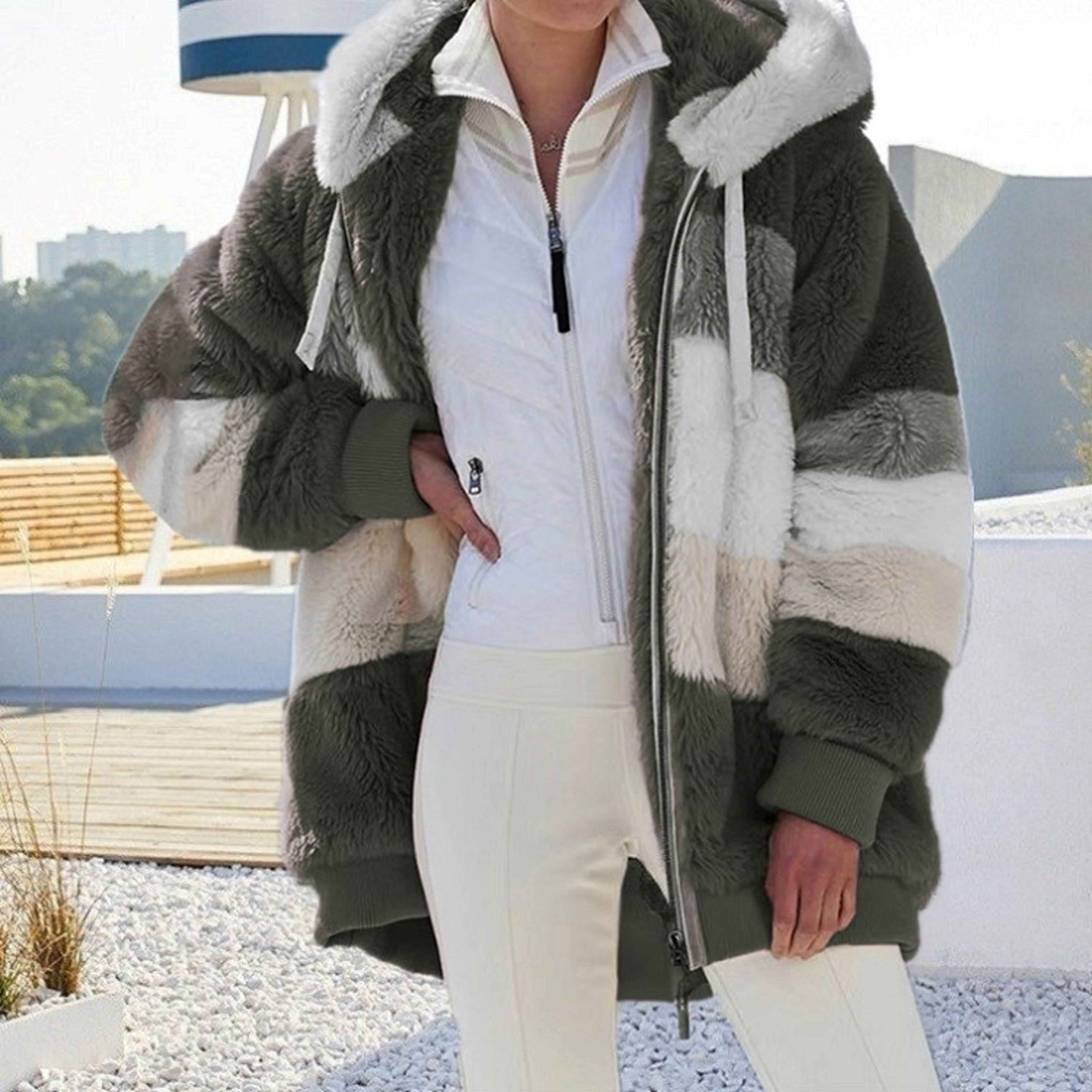 Cozy Oversized Plush Hooded Jacket for Women Warm Winter Streetwear Coat – view 12
