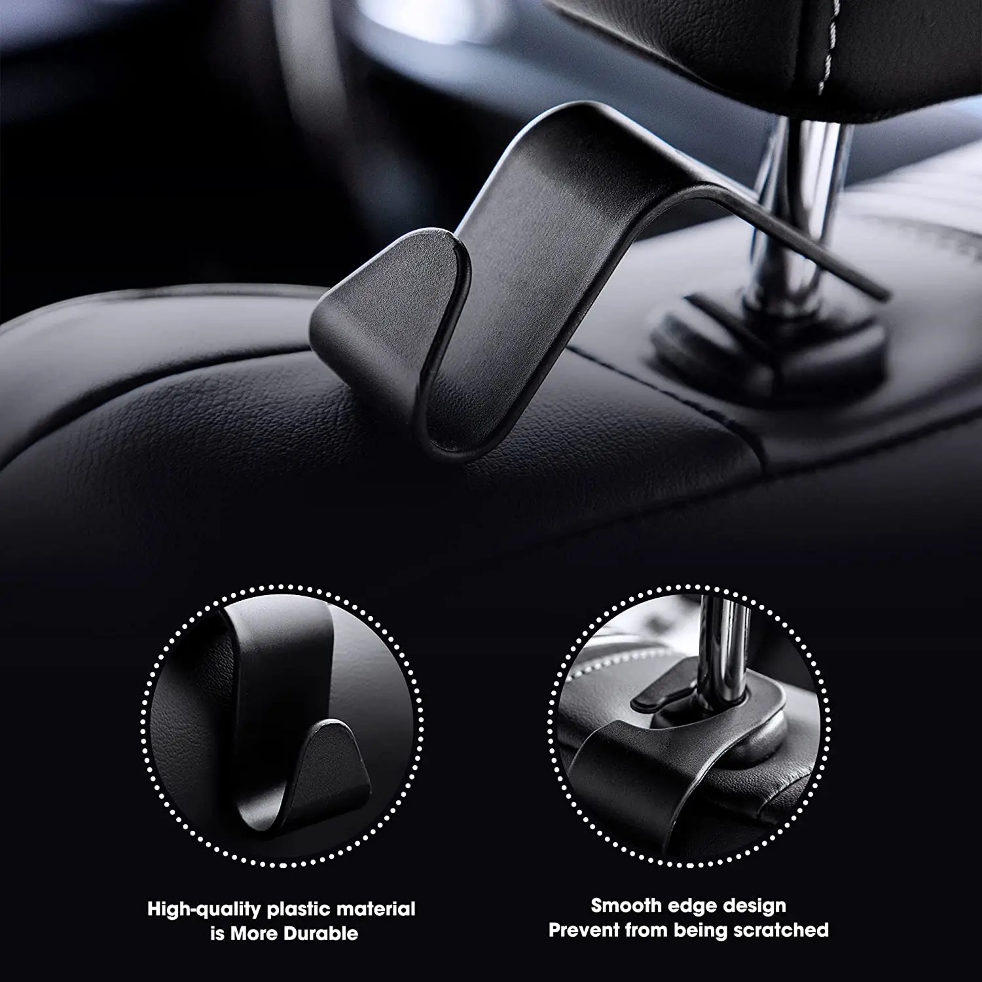 Car Headrest Hooks Heavy Duty Seat Organizer Hangers for Bags and Groceries – view 2