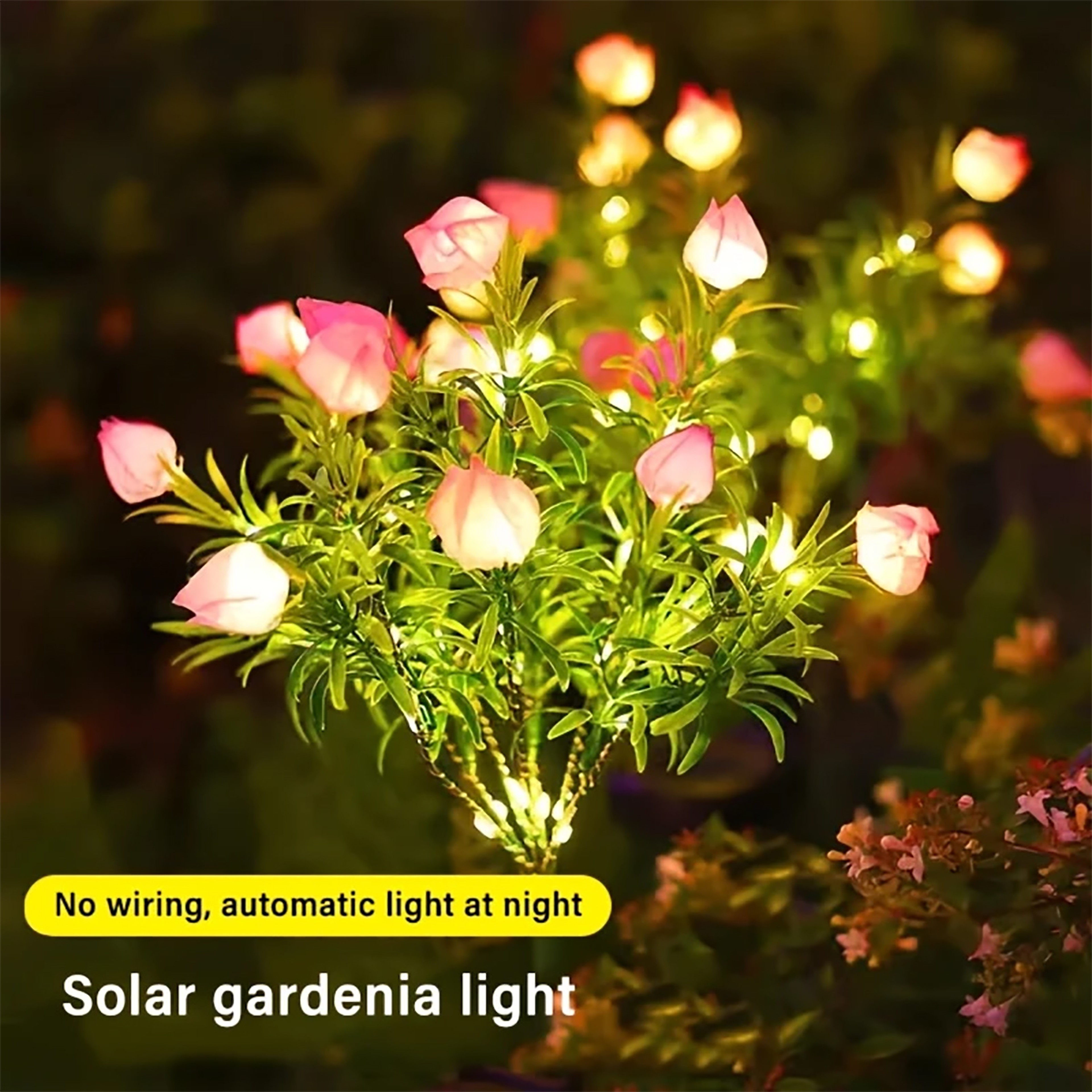 Solar Gardenia Flower Light Warm White Outdoor Garden Lamp – view 4